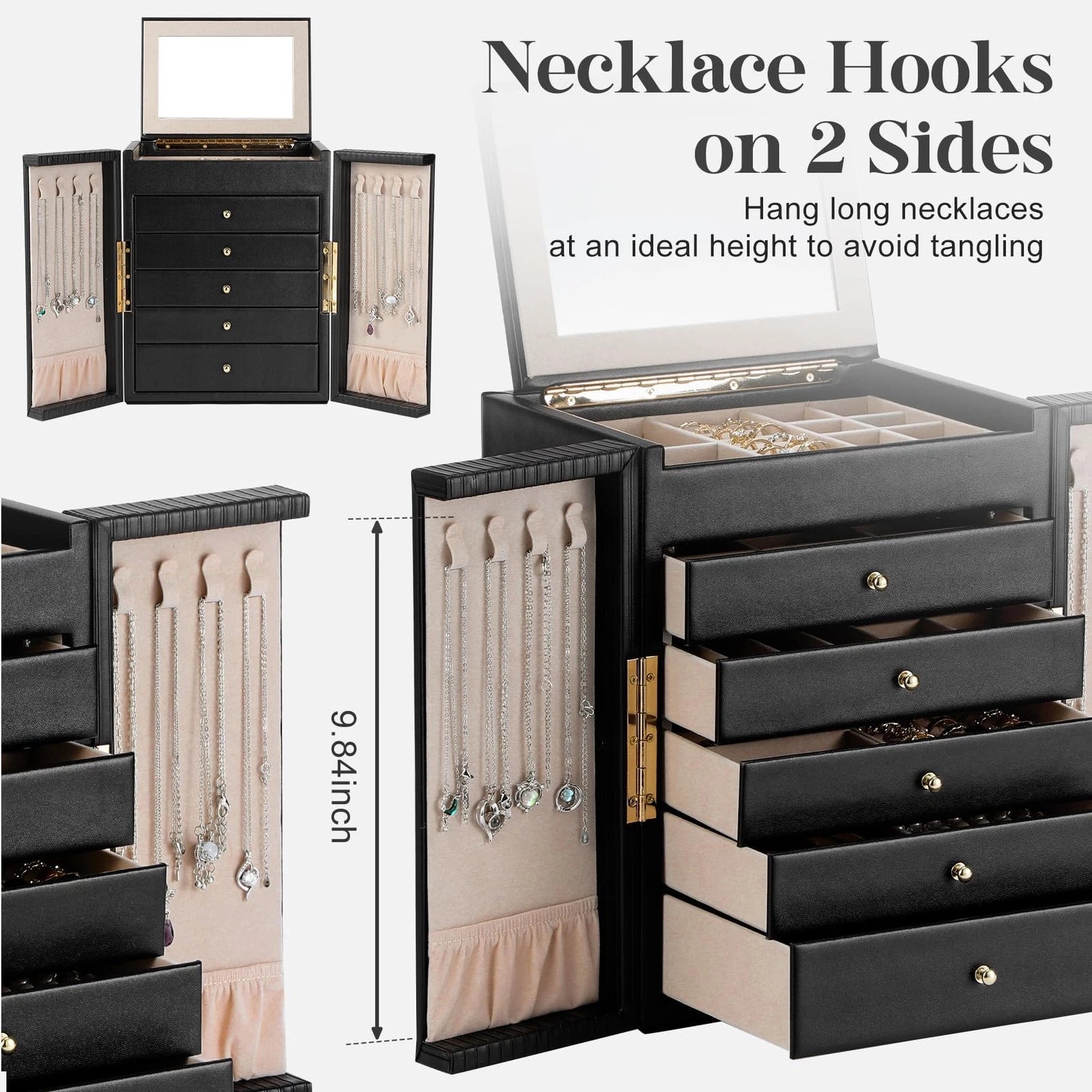 Large Jewelry Organizer Box with 5 Drawers, Jewelry Box for Women, 6-Tier Jew... | eBay