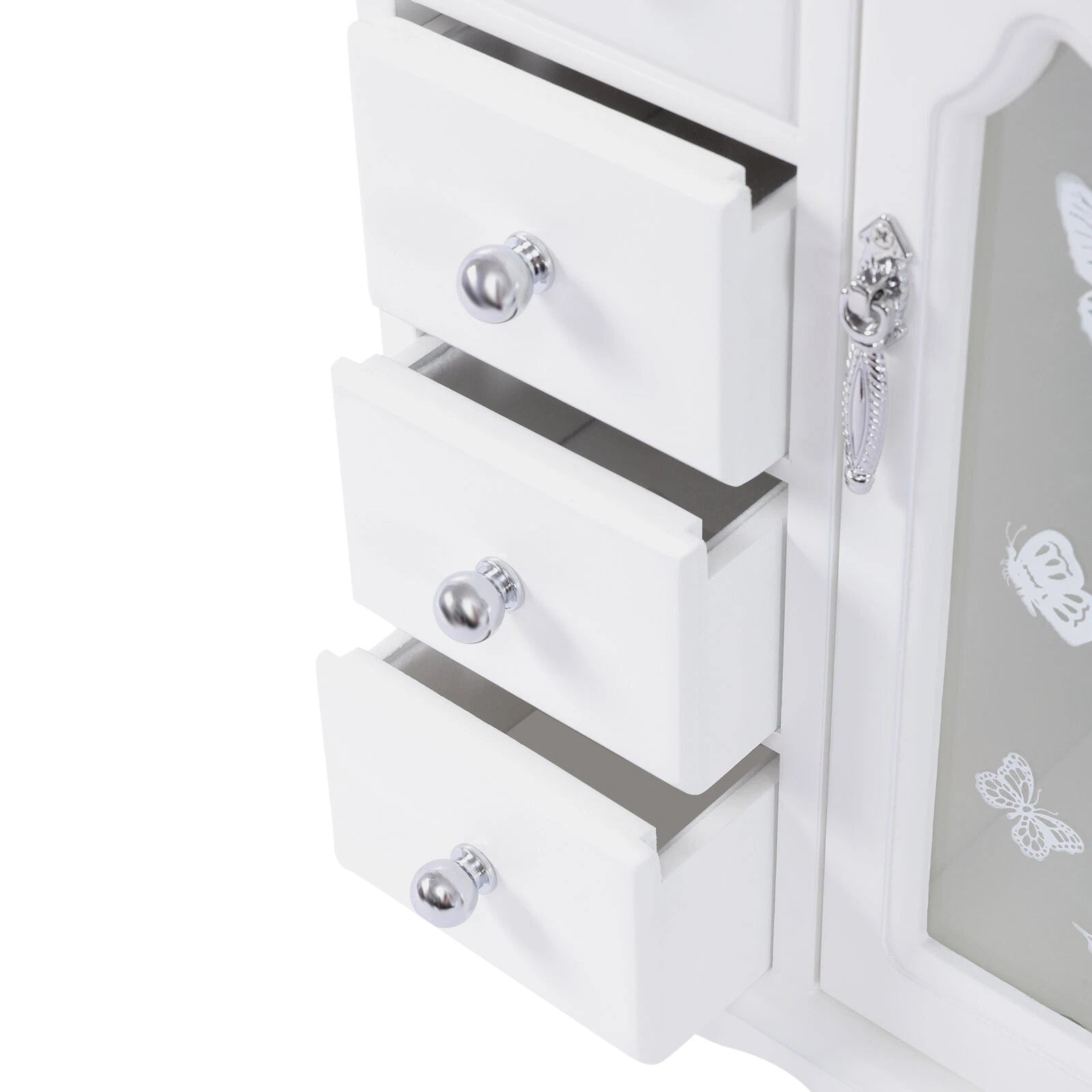 Jewelry Box Organizer Case Wooden with 4 Drawers Gift for Girls or Women White | eBay