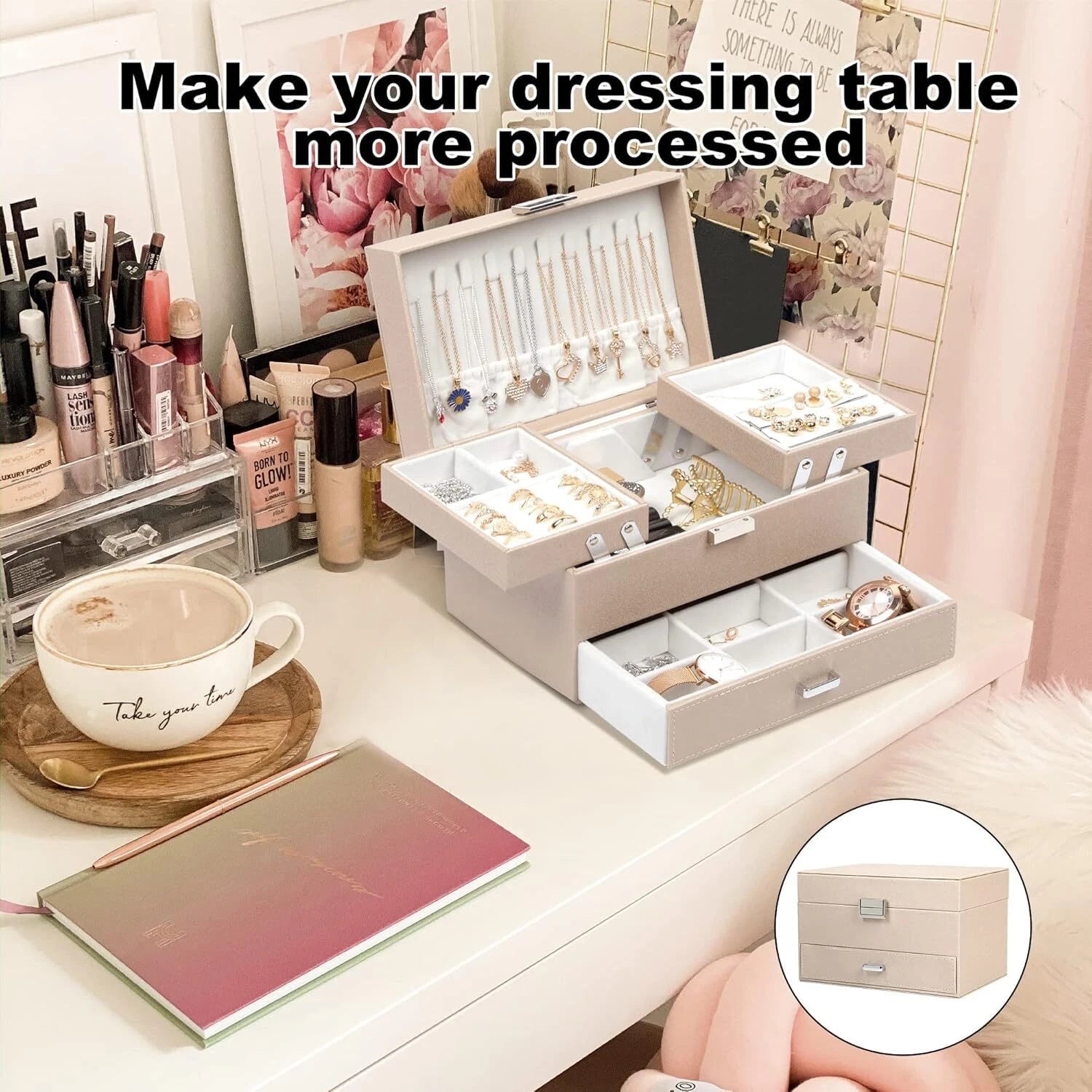 Jewelry Box Organizer, Jewelry Boxes for Women Girls, 3 Layers Jewelry Gift Box | eBay