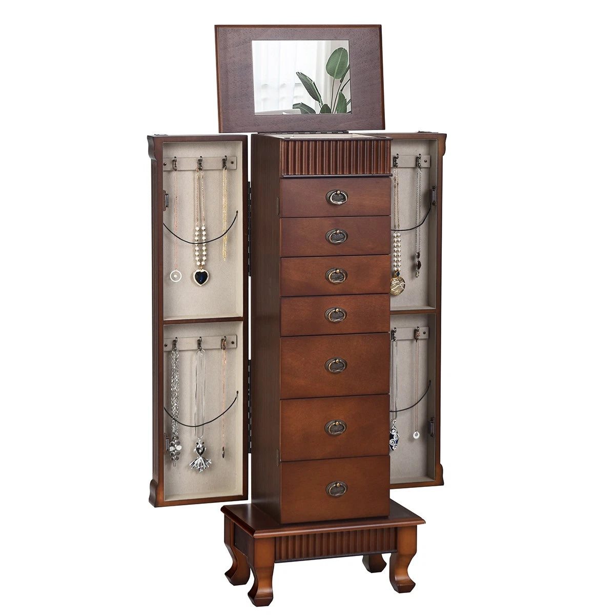 Jewelry Cabinet Armoire Box Storage Chest Stand Organizer Wood Christmas Gift | eBay