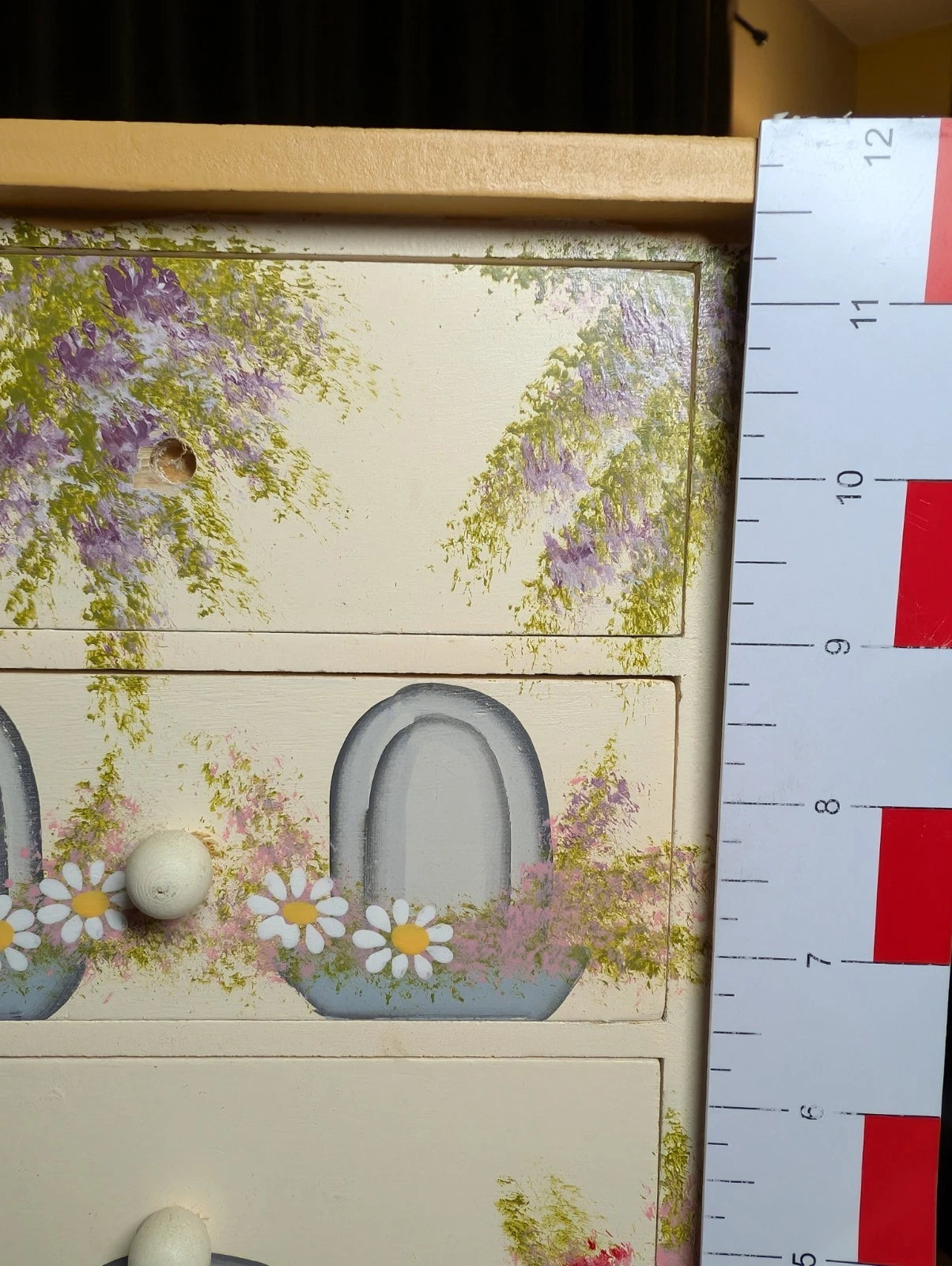 Wooden Hand Painted 4 Drawer Jewelry Storage Box Chest 12" x 8" X 4" As Is | eBay