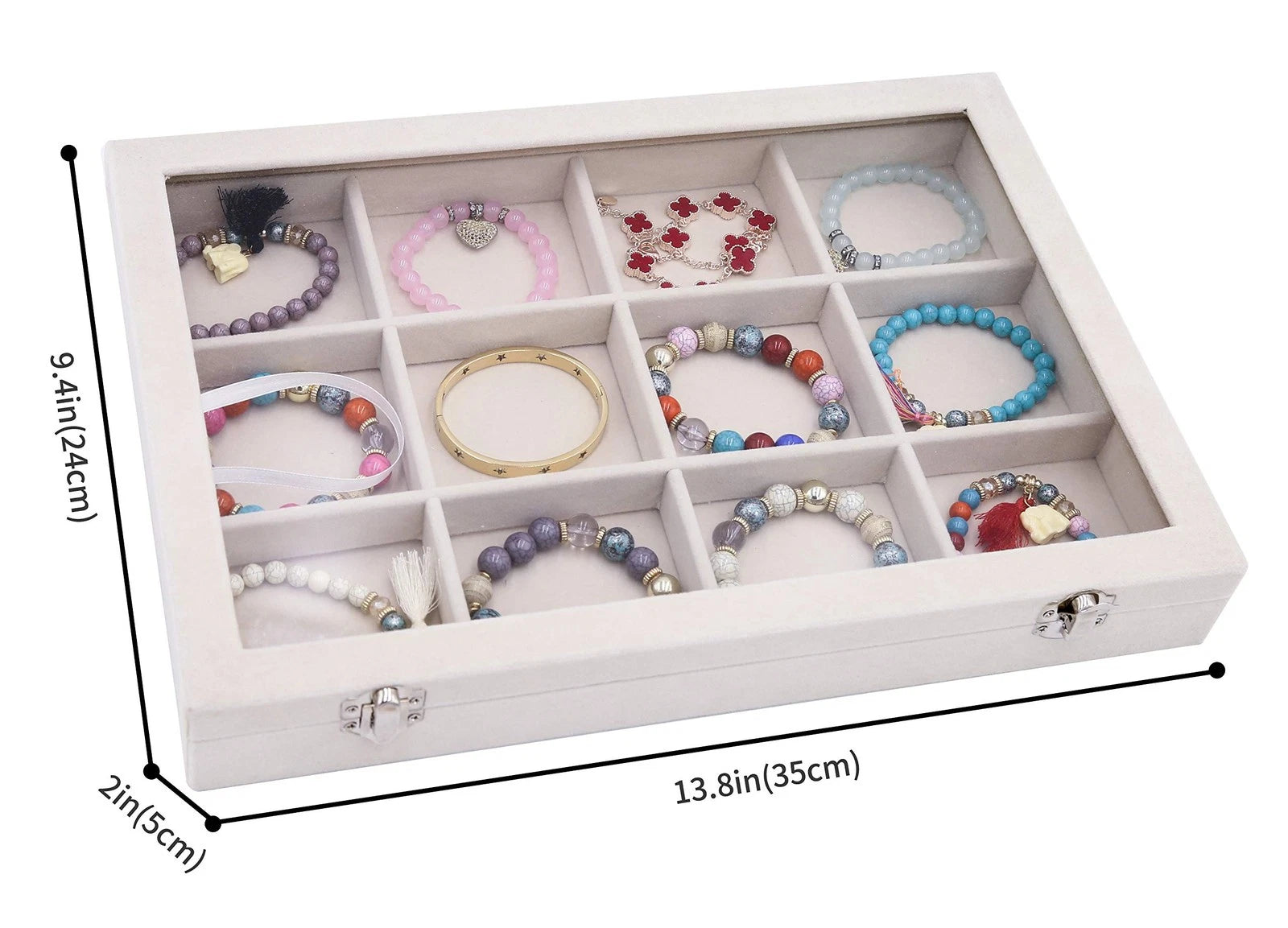 Jewelry Organizer Bracelet Organizer Storage Box 12 Grid Stackable Jewelry Tr... | eBay