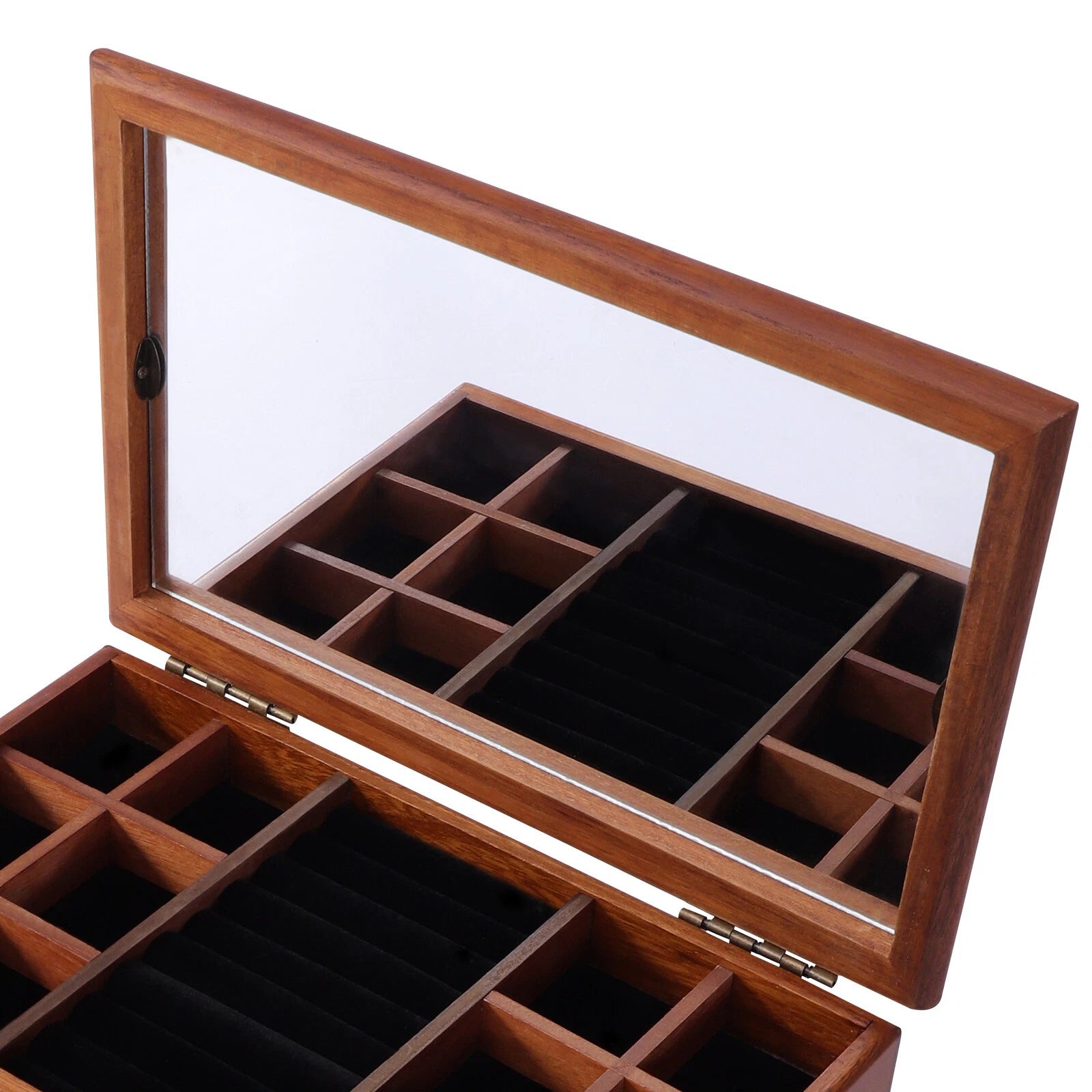 Wooden Jewelry Box Jewelry Storage Ring Earrings Organizer Case with Drawer NEW | eBay