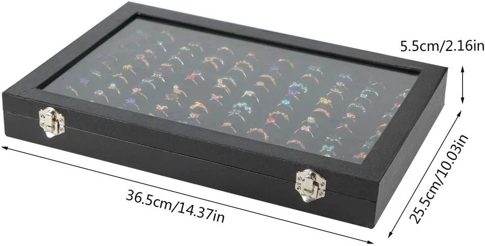 Ring Organizer Box 100 Slots Storage Display Case Tray Holder PU Leather Black | eBay