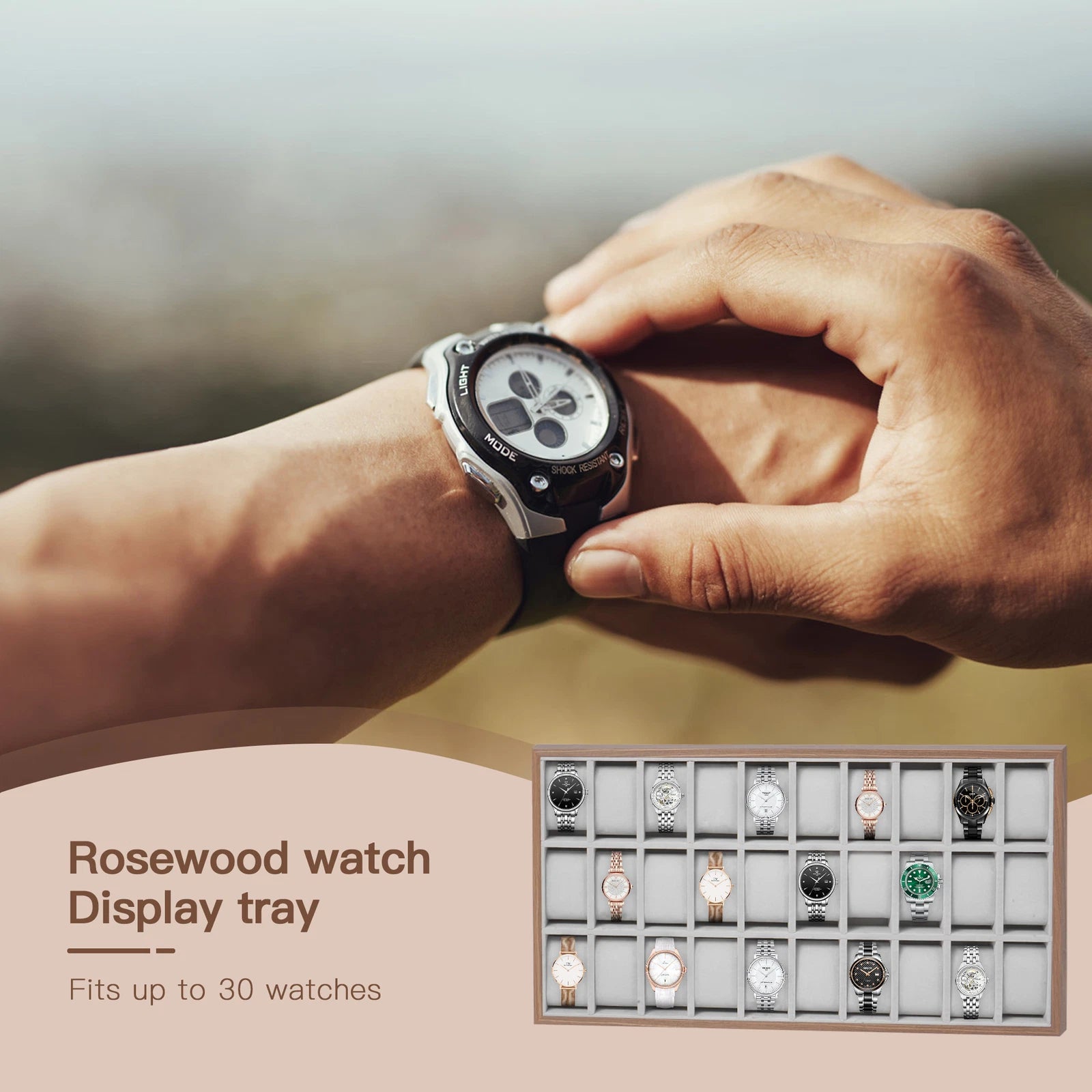 30 Slots Wood Watch Box Jewelry Storage Case Organizer Display Box Holder Tray | eBay