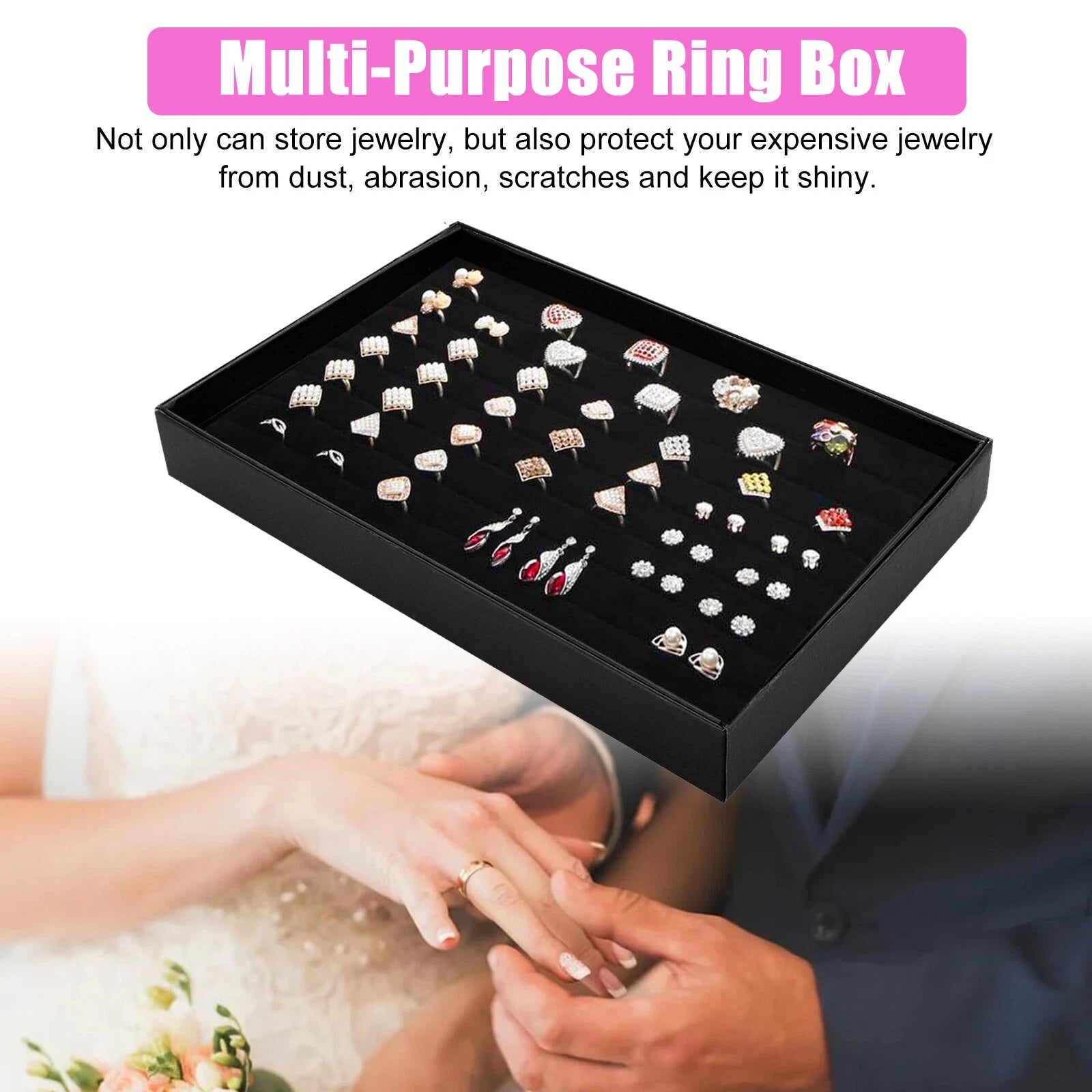 100 Slots Jewelry Ring Display Organizer Tray Holder Earrings Storage Boxes Case | eBay