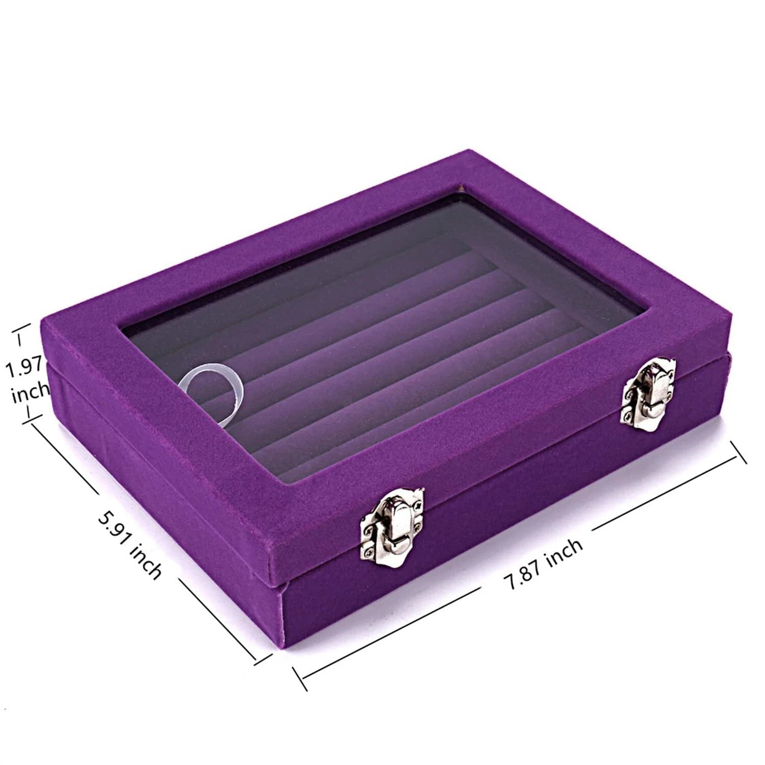 Velvet Glass 50 Rings Organizer Jewelry Display Stand Storage Box Earrings Je... | eBay