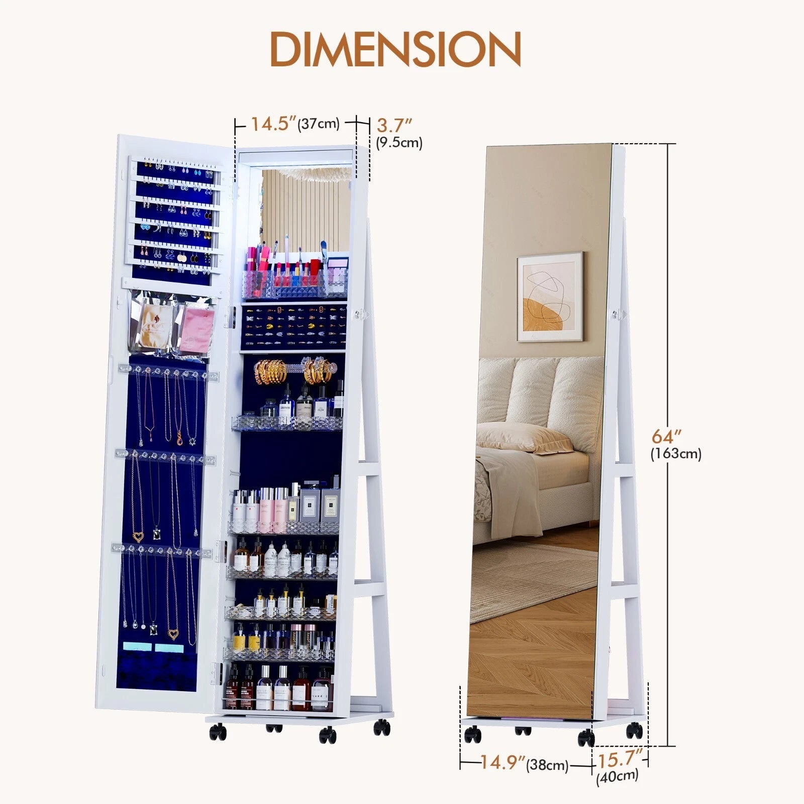 360°Rotating LED Jewelry Armoire with Lockable, Large Capacity Jewelry Organizer | eBay