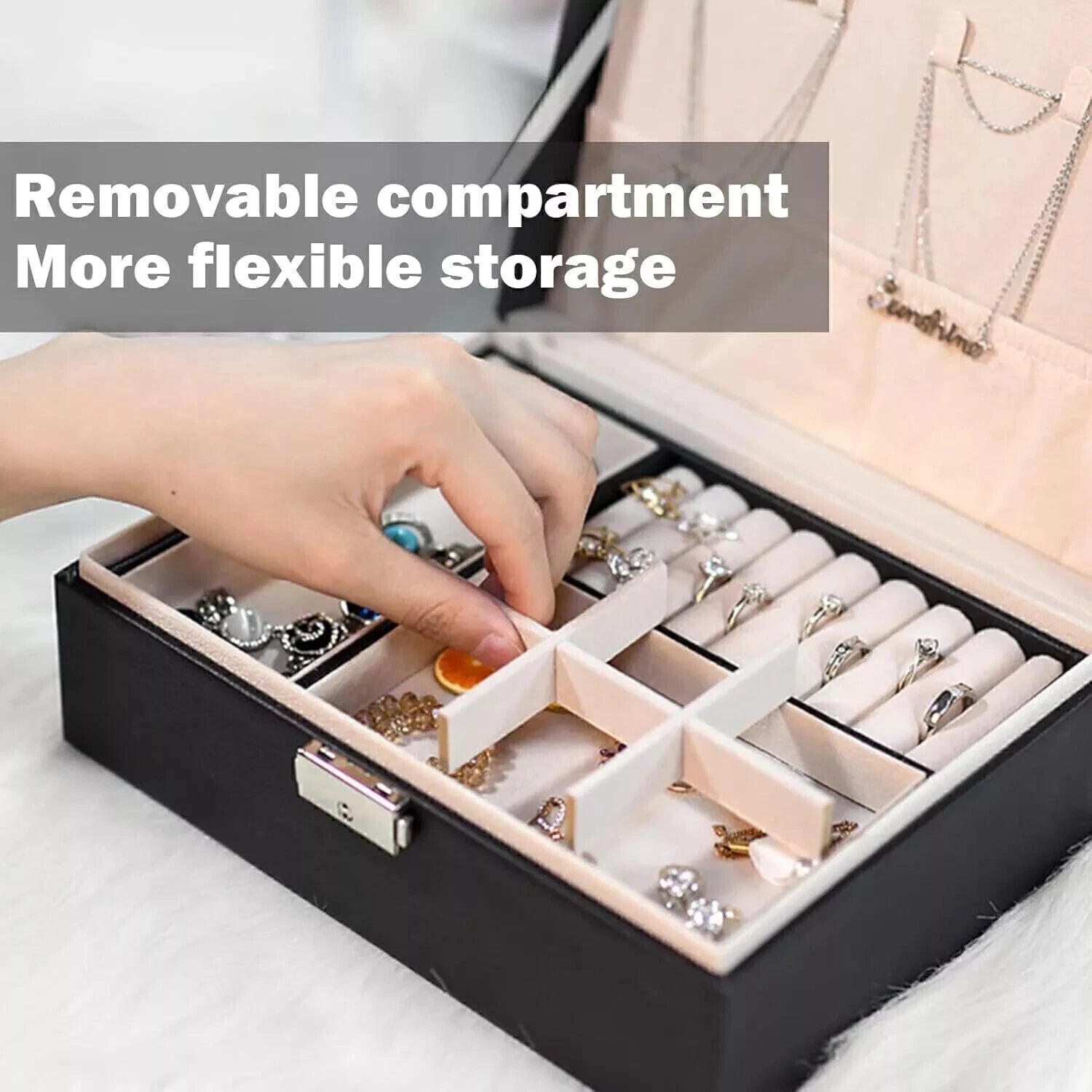 Jewelry Boxes for Women Jewelry Box Organizer 2 Layer PU Leather Display | eBay