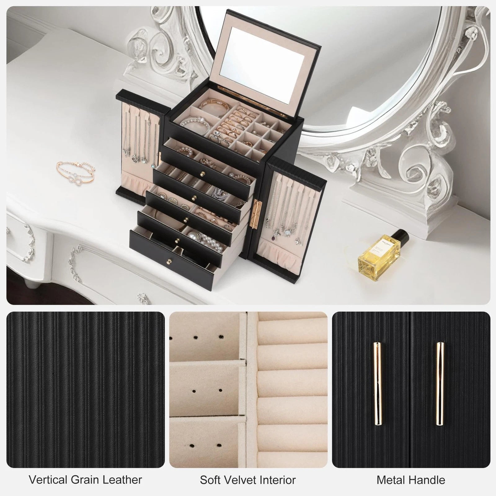 Large Jewelry Organizer Box with 5 Drawers, Jewelry Box for Women, 6-Tier Jew... | eBay