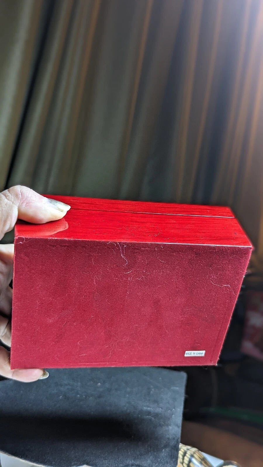 Red Lacquered Wood Travel Jewelry Box Mirrored 8 PC Goldtone Silvertone Jewelry | eBay