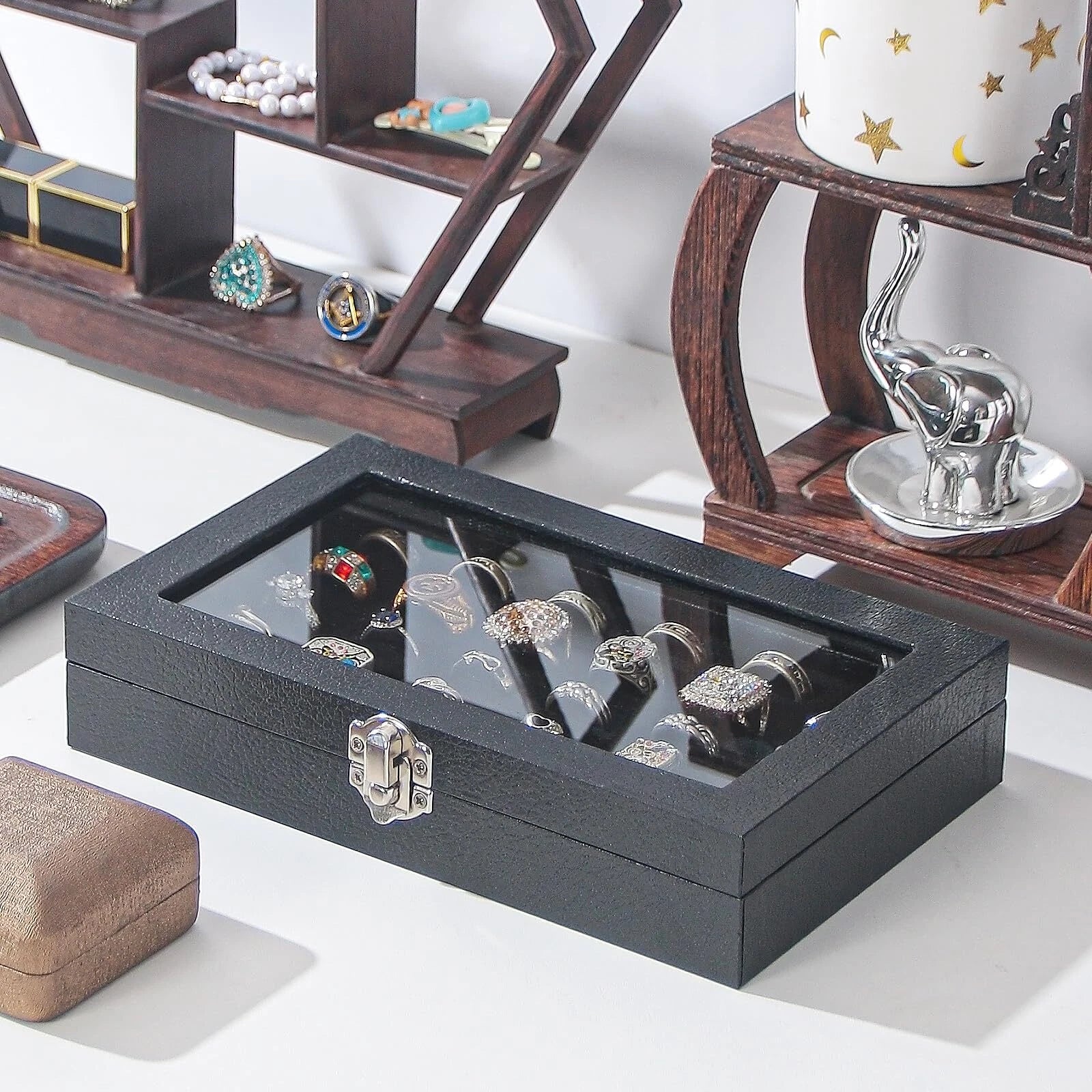 Ring Jewelry Organizer Box, 30 Slot Rings Display Storage Case Earring Showcase | eBay