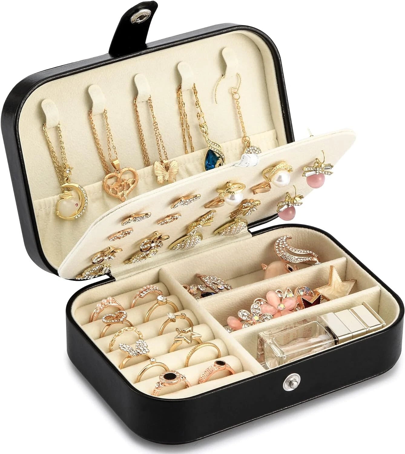 Portable Jewelry Box Organizer Leather Jewellery Ornaments Case Travel Storage | eBay