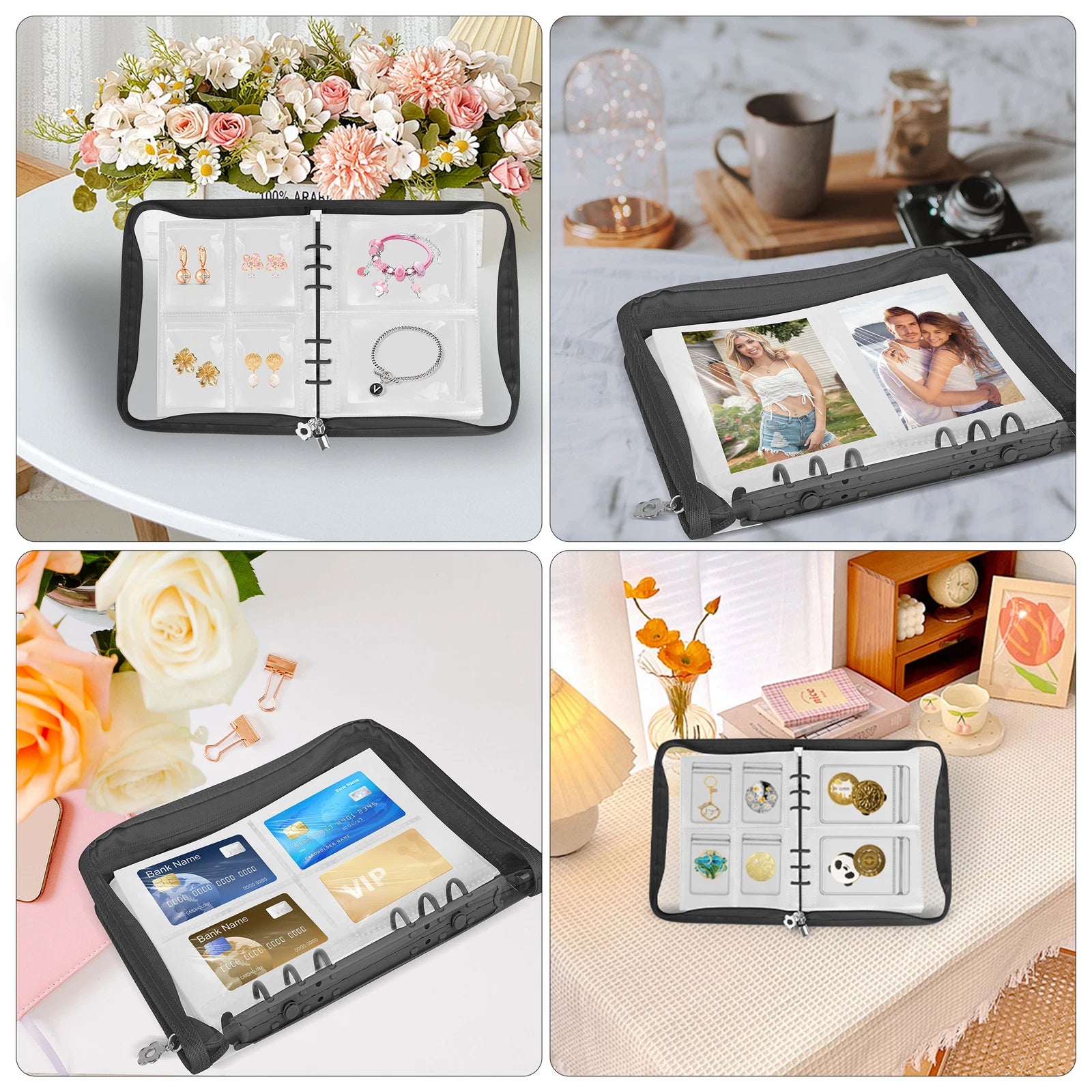 Transparent Jewelry Storage Book Set Travel Earring Organizer Album Bracelet Bag | eBay