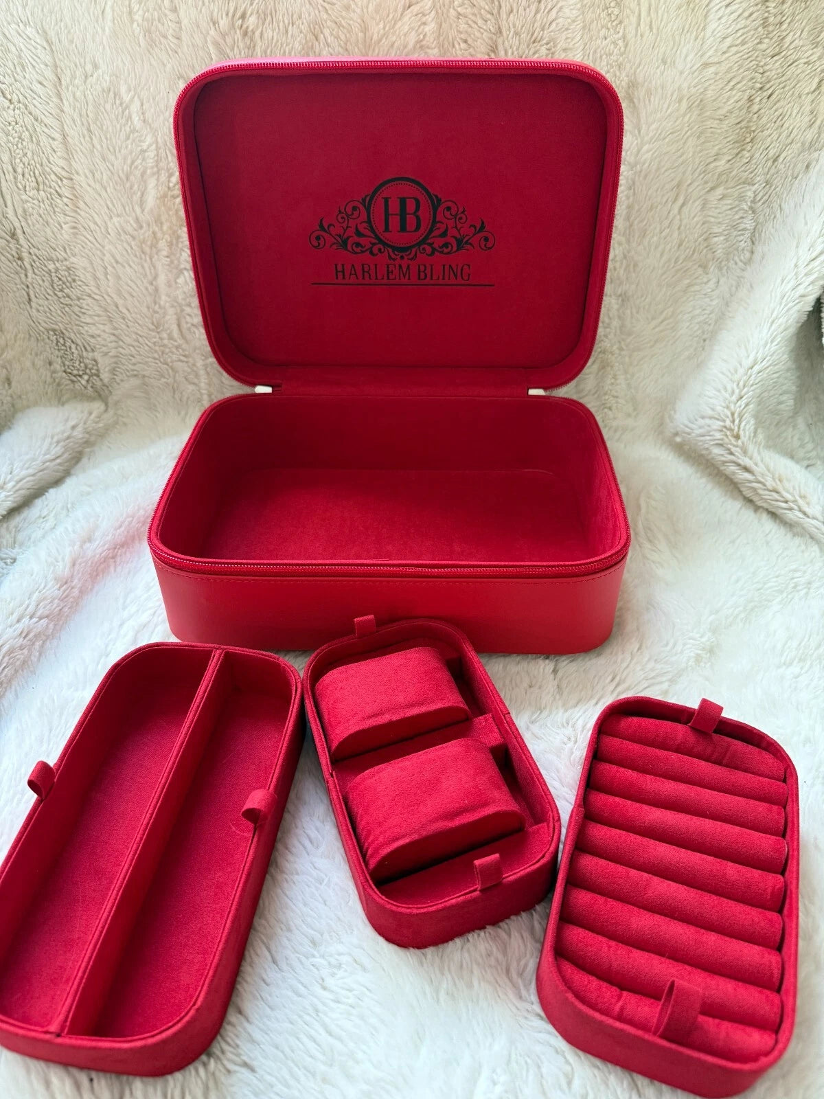 Harlembling Leather Travel Jewelry Box Case - Red | eBay