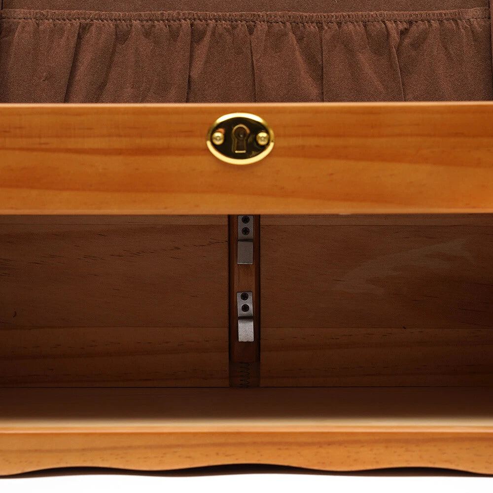 Large Capacity Wooden Jewelry Box W/ Safe Lock 3 Layers Retro Storage Organizer | eBay