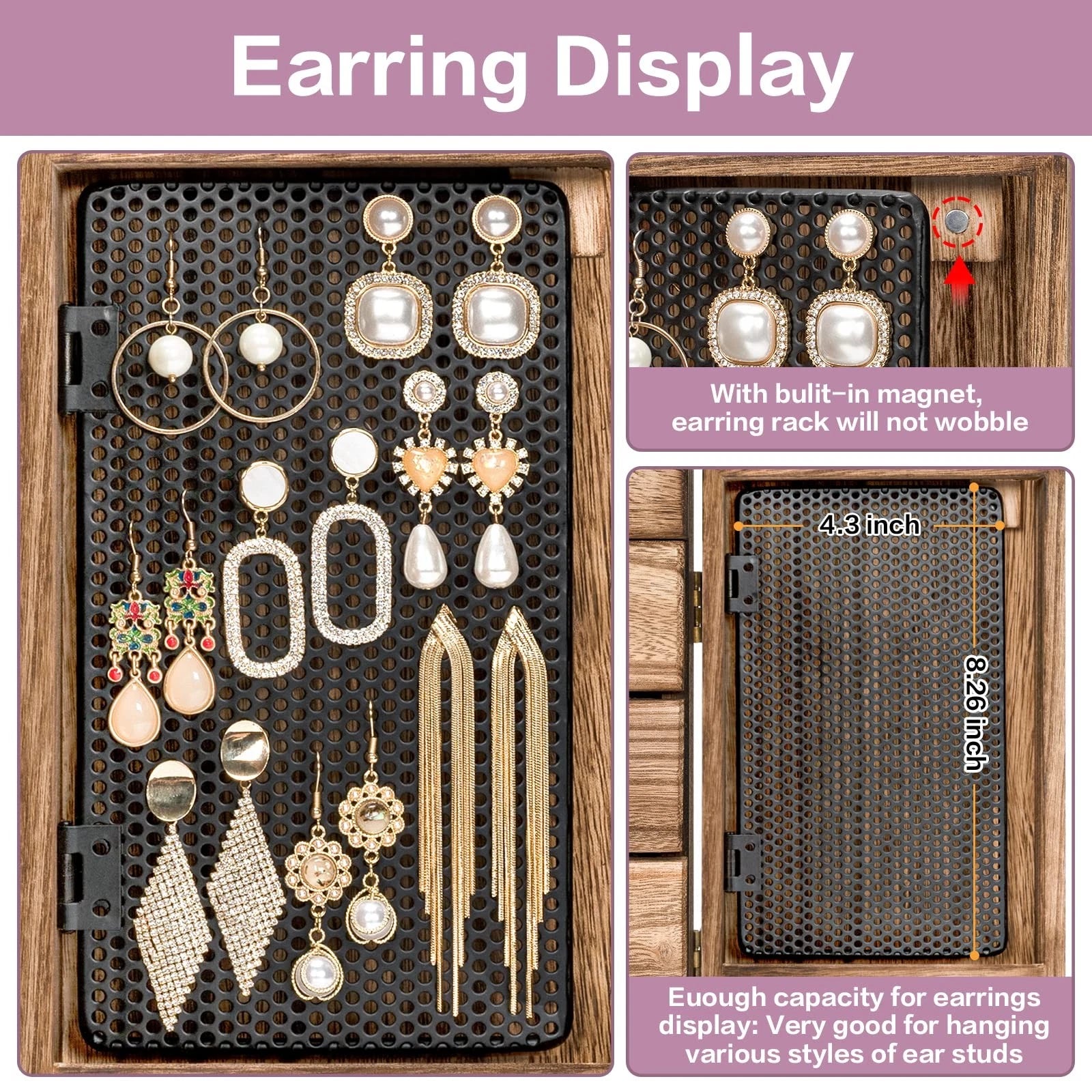 Jewelry Box Wood for Women, 5-Layer Large Organizer Box with Mirror & 4 Drawe... | eBay