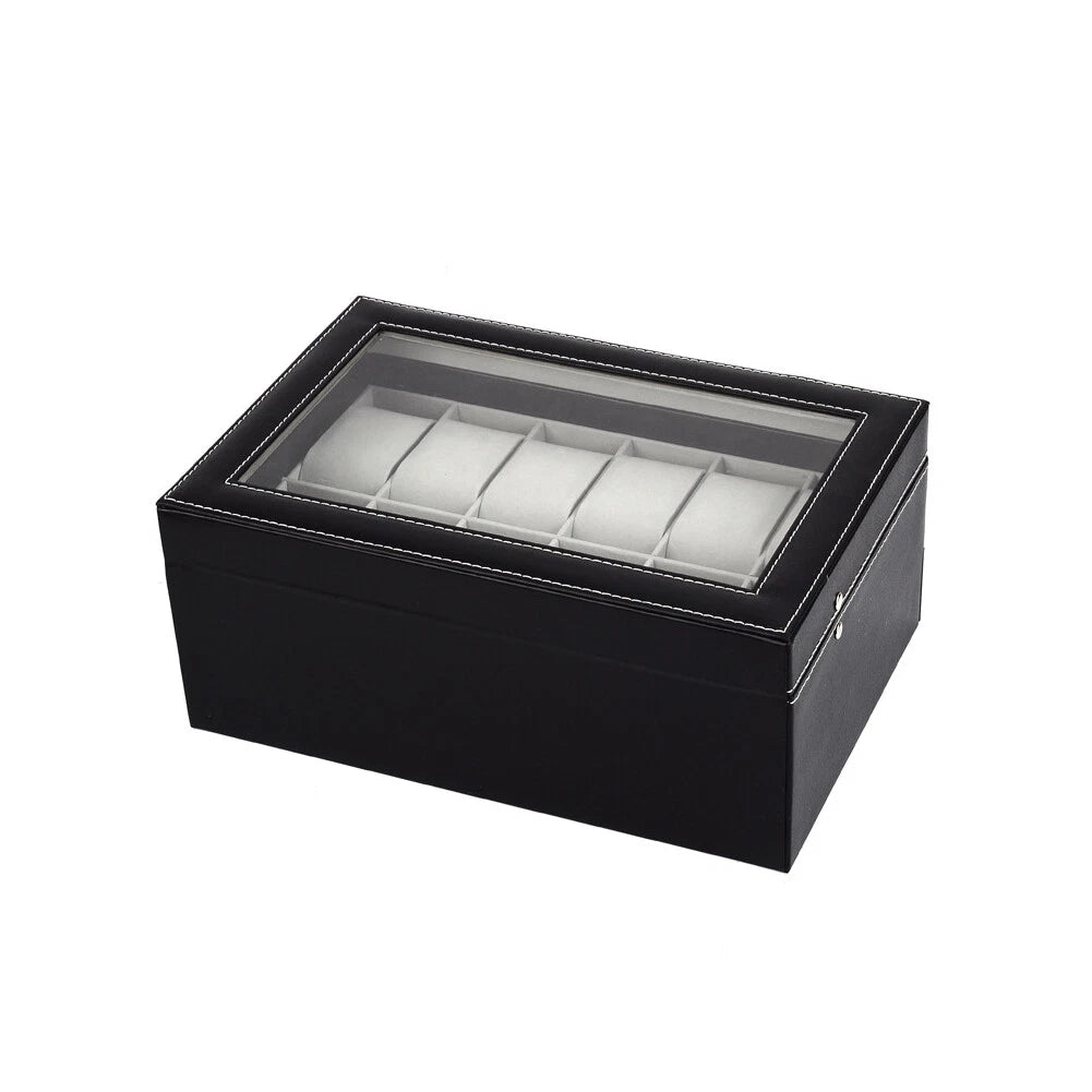US12 Slot PU Leather Lockable Watch Storage Boxes Jewelry Display Drawer Case | eBay