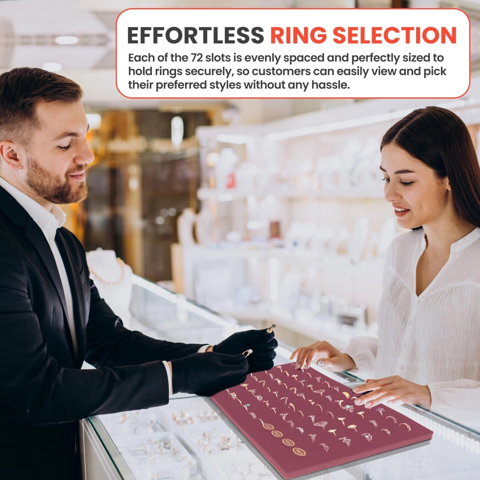 Novel Box 72 Slot Ring Earring Jewelry Tray Foam Velvet Liner in Various Colors | eBay