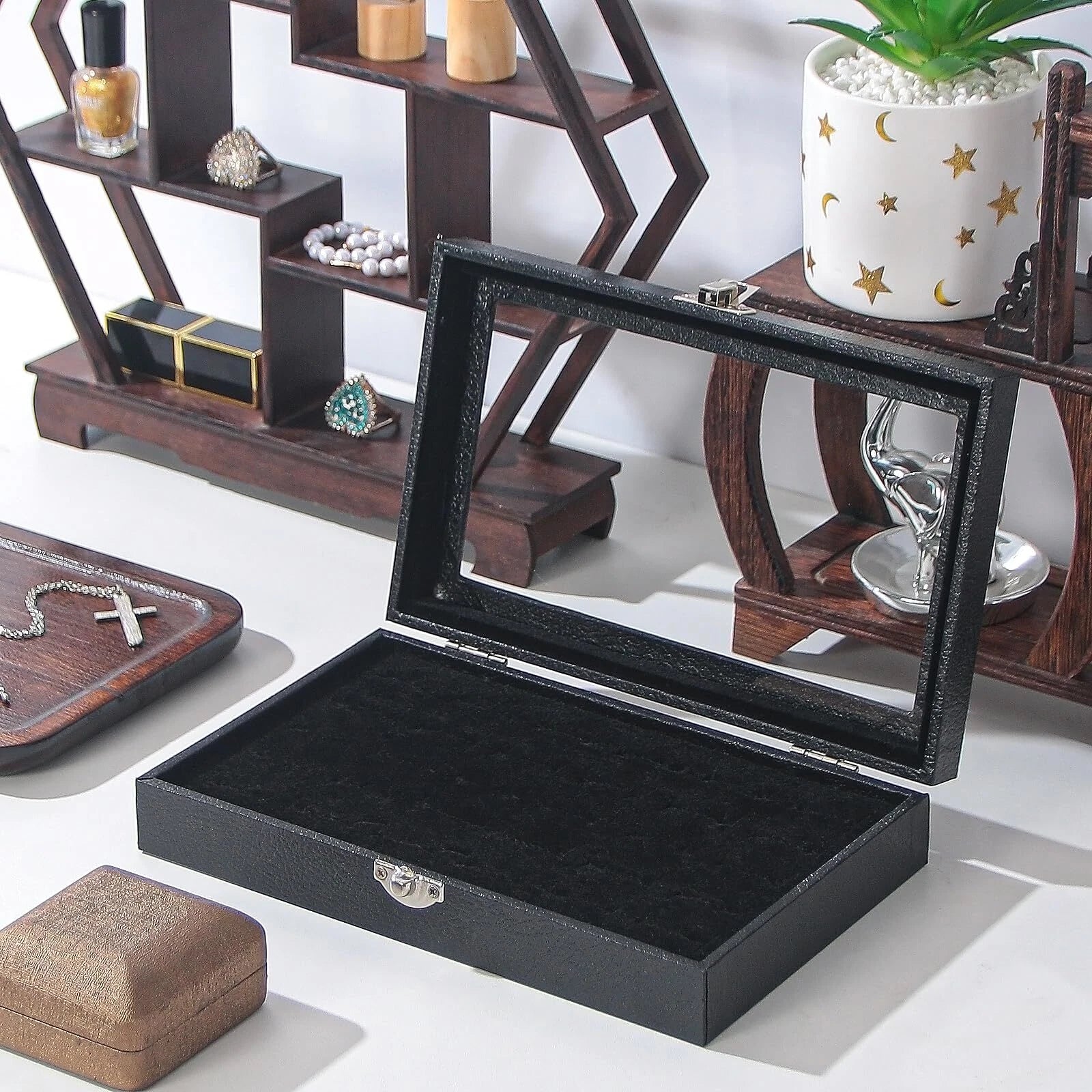 Ring Jewelry Organizer Box, 30 Slot Rings Display Storage Case Earring Showcase | eBay