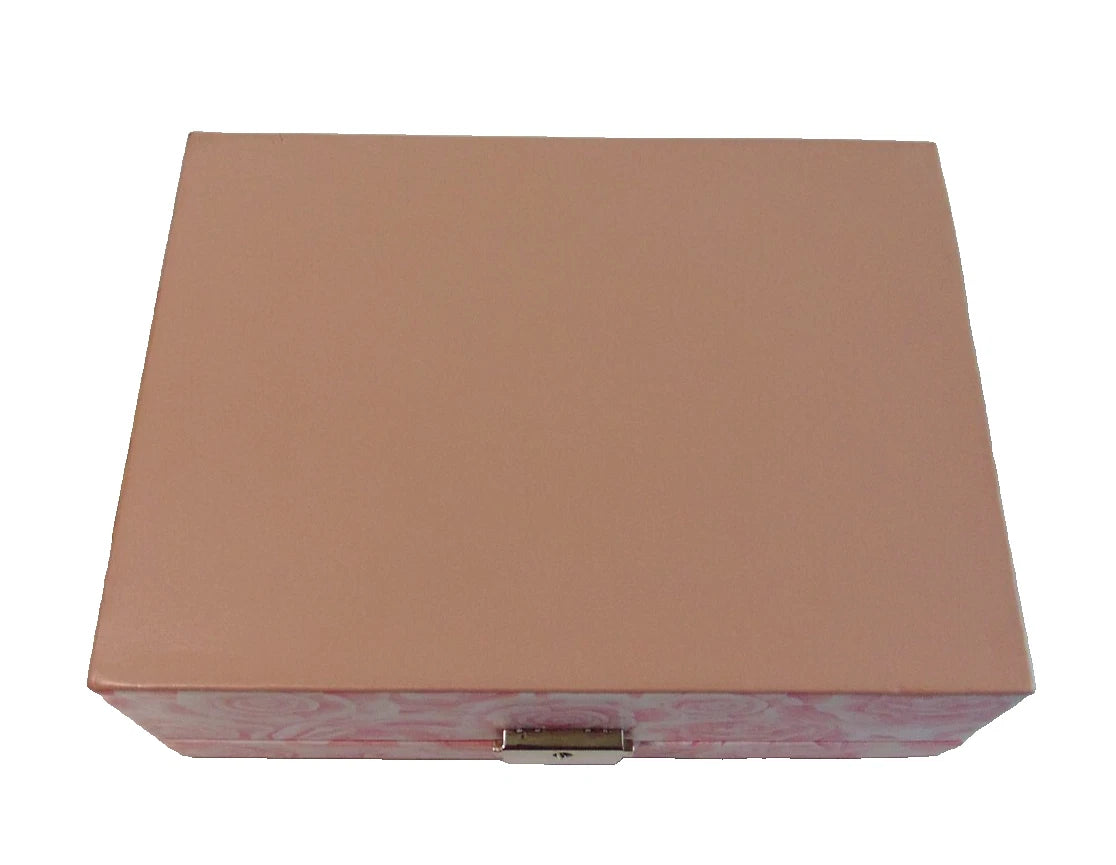 Women's Jewelry Box Pink Blush Floral Roses Storage Case Organizer Compartments | eBay