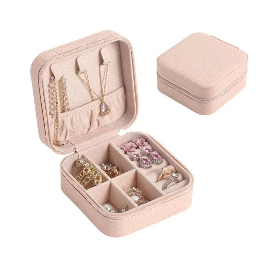 Portable Jewelry Box Organizer PU Leather Jewelry Ornaments Case Travel Storage | eBay