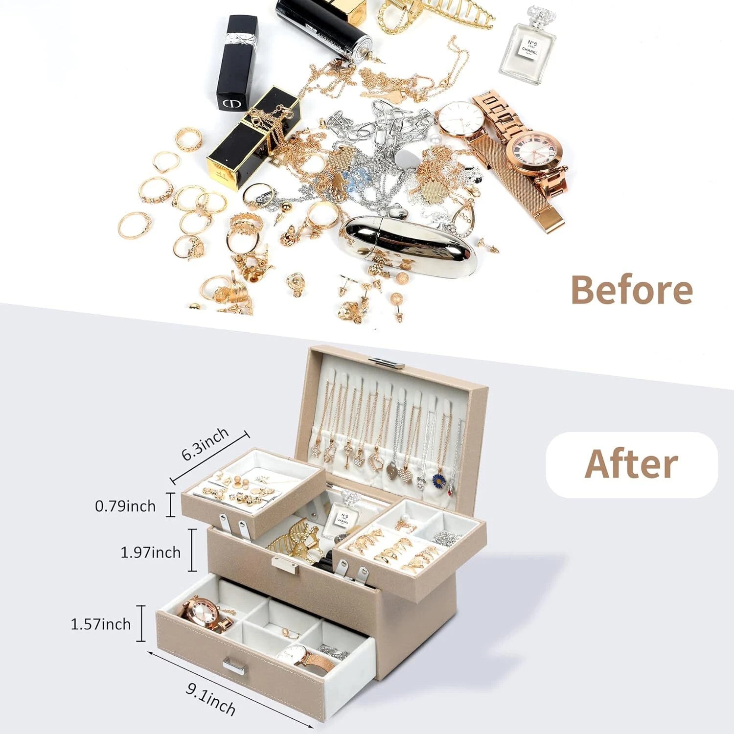 Jewelry Box Organizer, Jewelry Boxes for Women Girls, 3 Layers Jewelry Gift Box | eBay