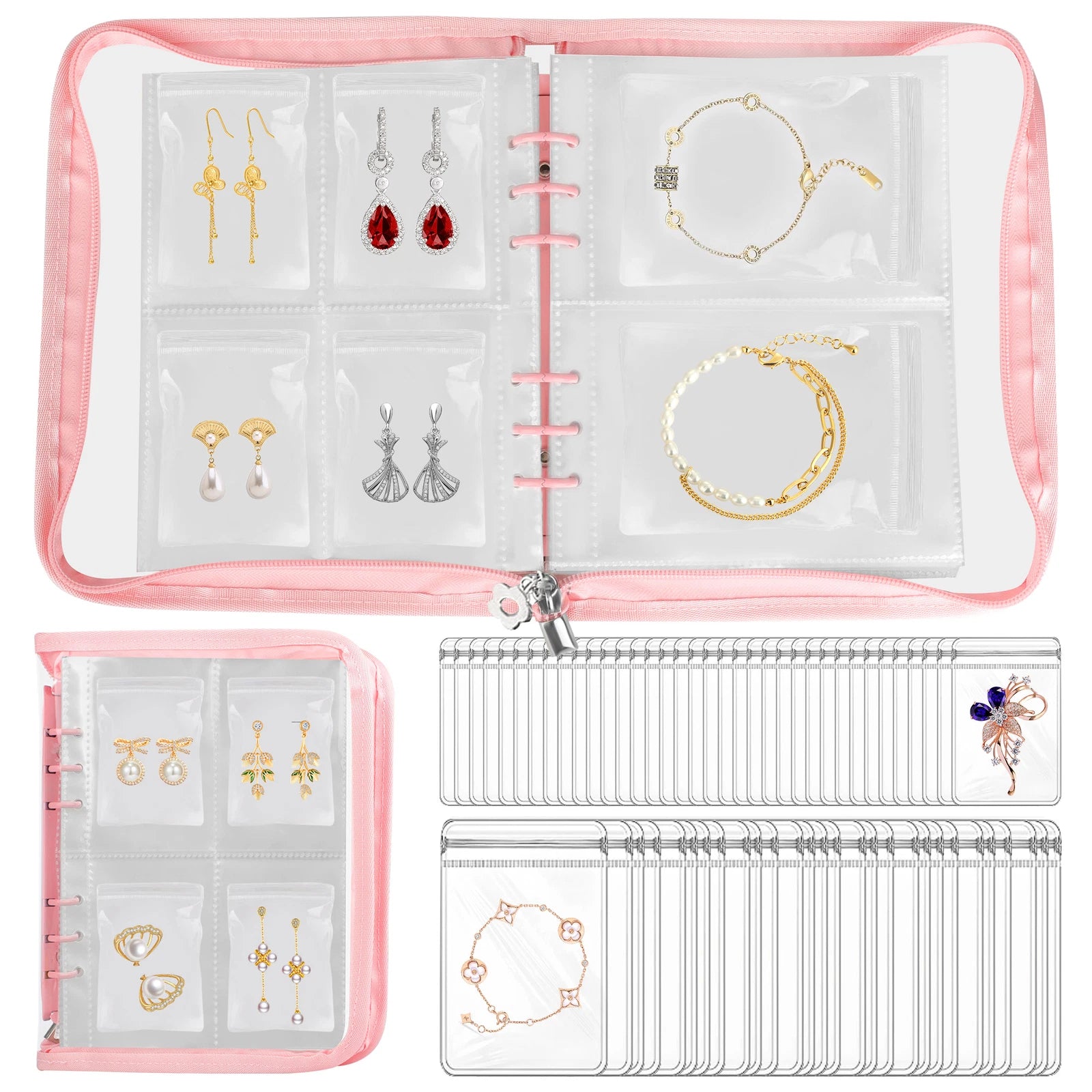 Transparent Jewelry Storage Book Set Travel Earring Organizer Album Bracelet Bag | eBay