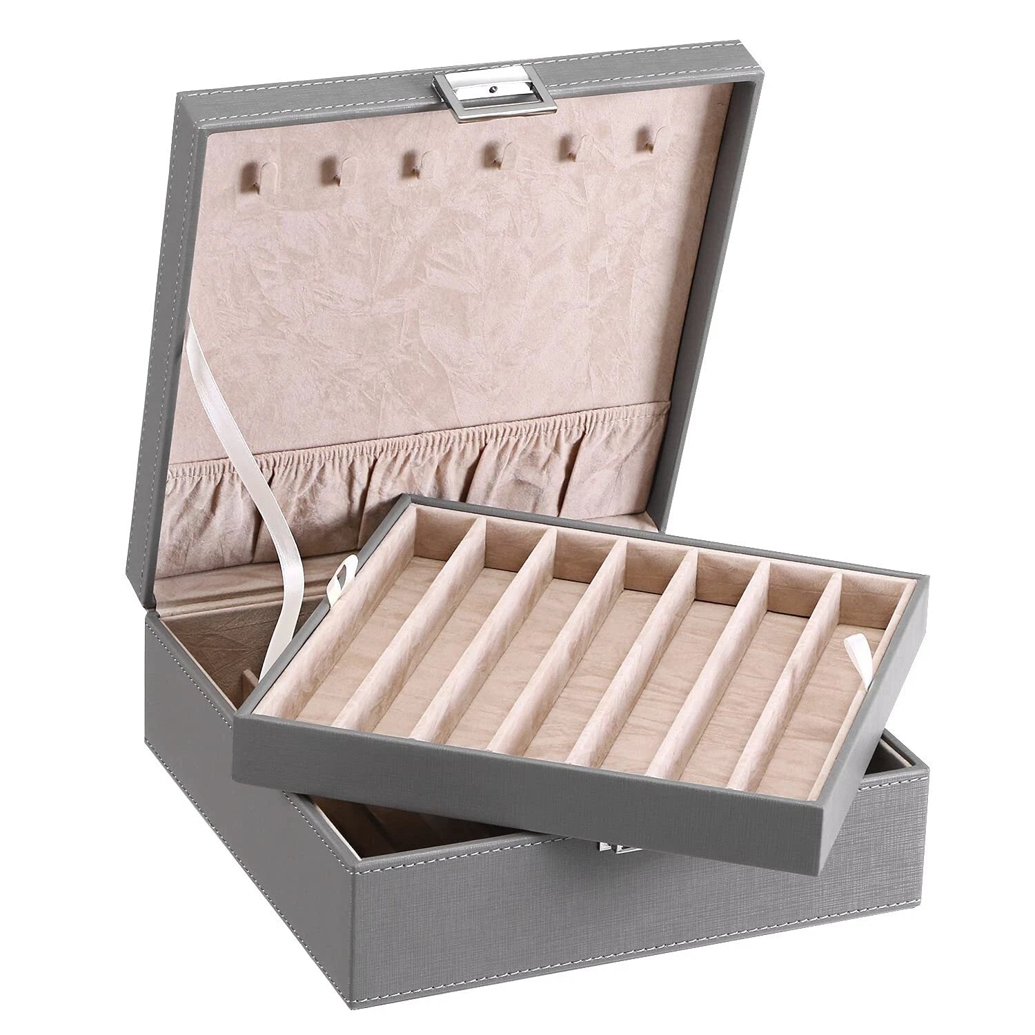 Necklace Organizer Box | 12 Compartments, 6 Hooks, 2 Layers | Jewelry Storage | eBay