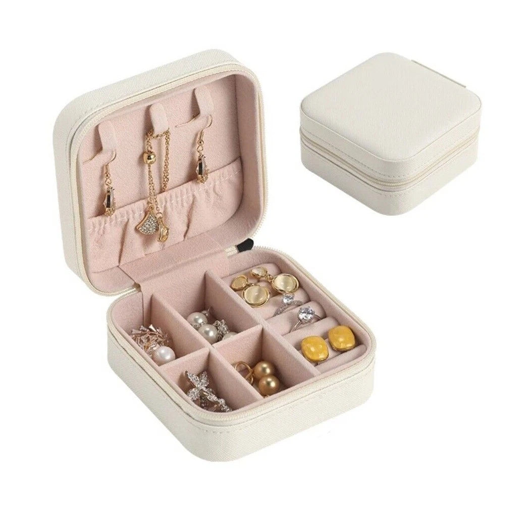 Portable Jewelry Box Organizer PU Leather Jewelry Ornaments Case Travel Storage | eBay