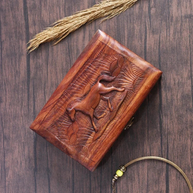 Large Wood Jewelry Box for Women Horse Vintage Gift Storage Box Organizer NEW US | eBay
