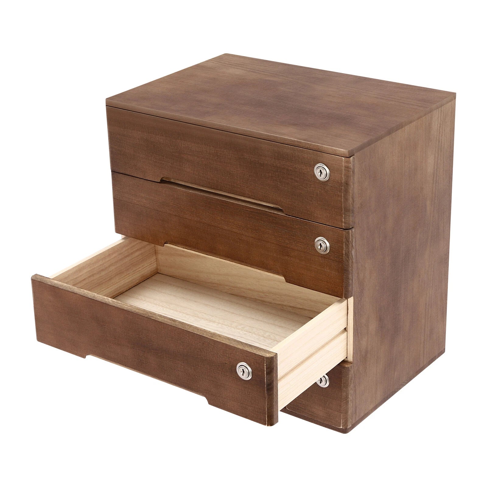 4 Layers Vintage Jewelry Organizer Wooden File Storage Box with Lockable Drawers | eBay
