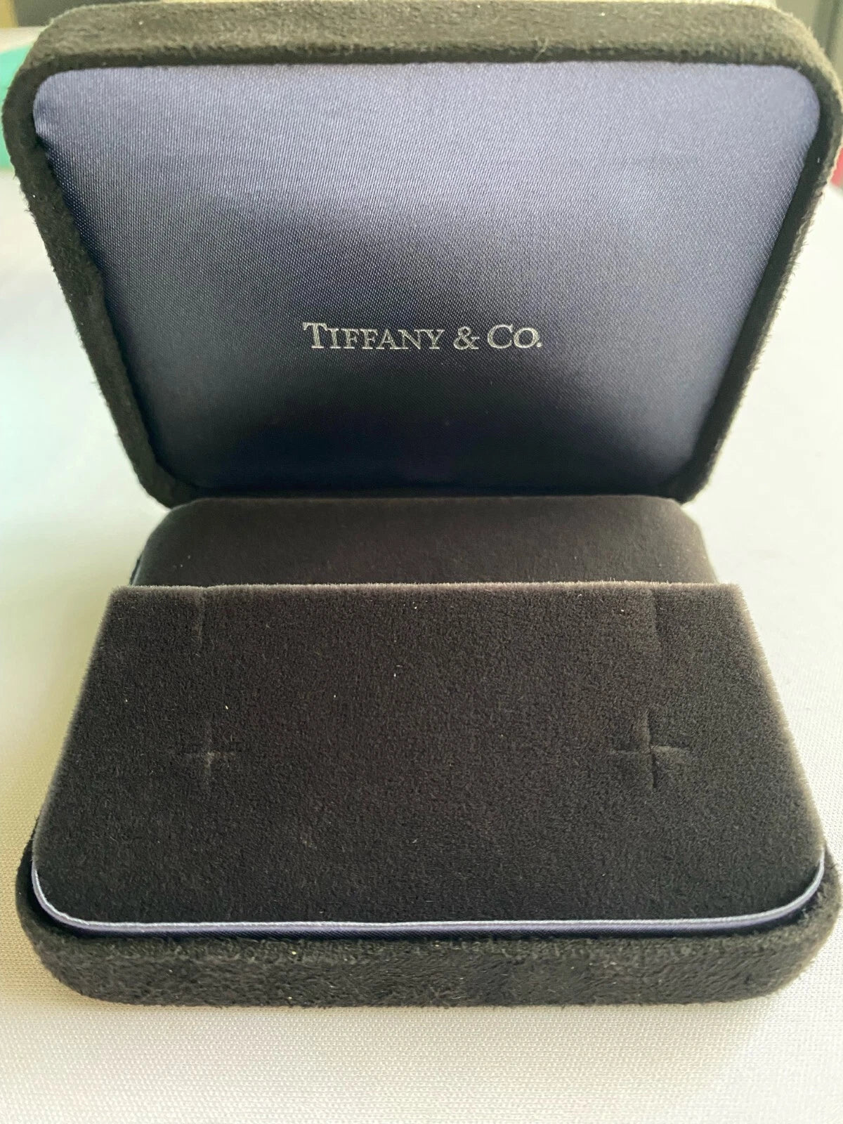 Tiffany Earring/Neck Gift Storage Black Suede Leather Box Empty Holder | eBay