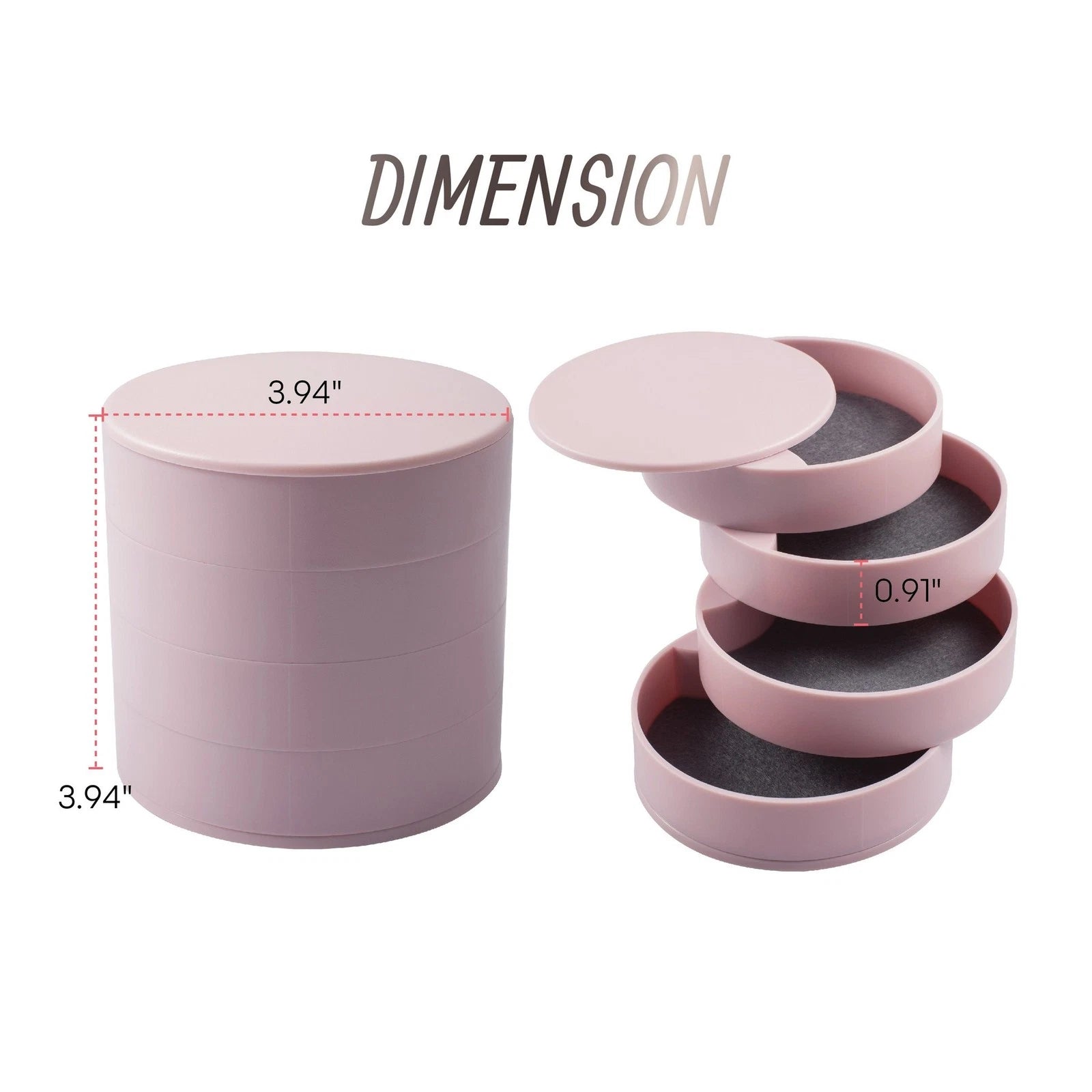 Jewelry Organizer 4 Layer Rotatable Small Storage Box Earring Holder Tray, Pink | eBay