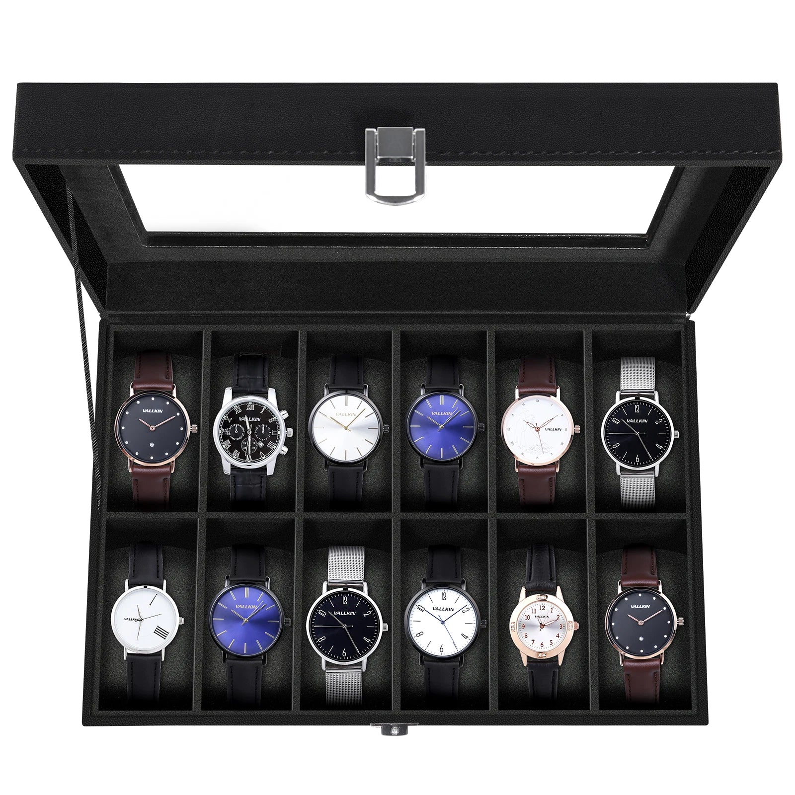 Watch Box Case Organizer Watches Holder Jewelry Storage Top Glass Display Gift | eBay