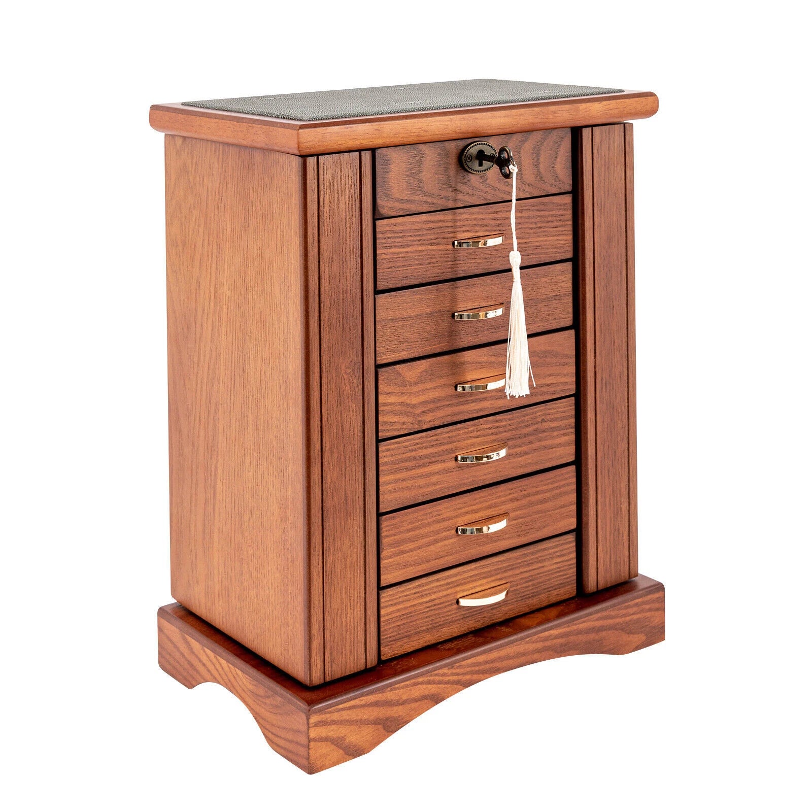 7 Layers Jewelry Box Wooden for Wowen Large Organizer Box with Mirror Safe Lock | eBay