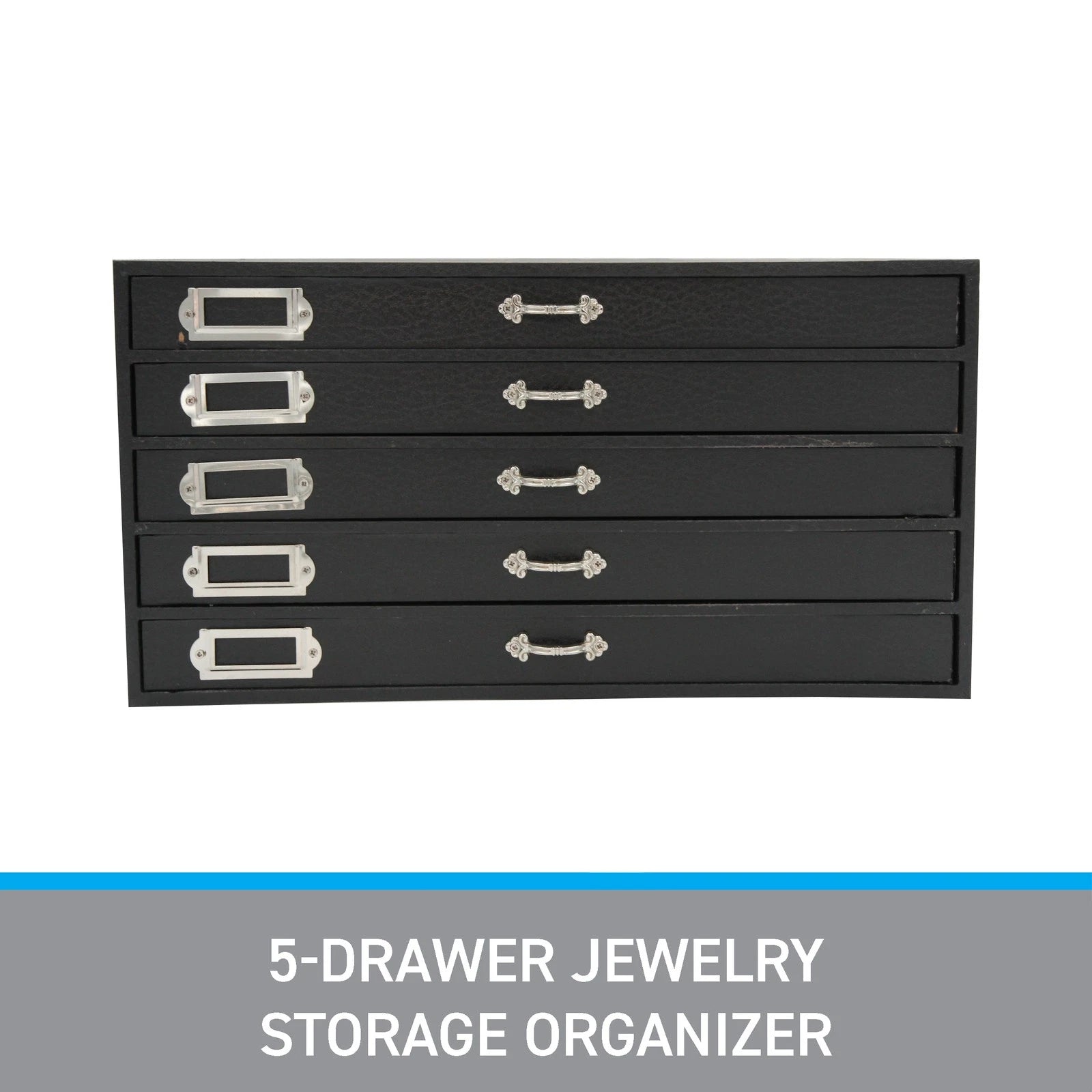 SSWBasics Jewelry Storage Organizer (Jewelry Box), Black Faux Leather 5-Drawer | eBay