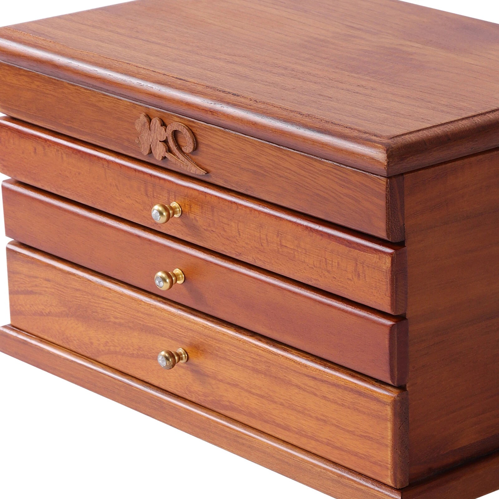 Wooden Jewelry Box Jewelry Storage Ring Earrings Organizer Case with Drawer NEW | eBay