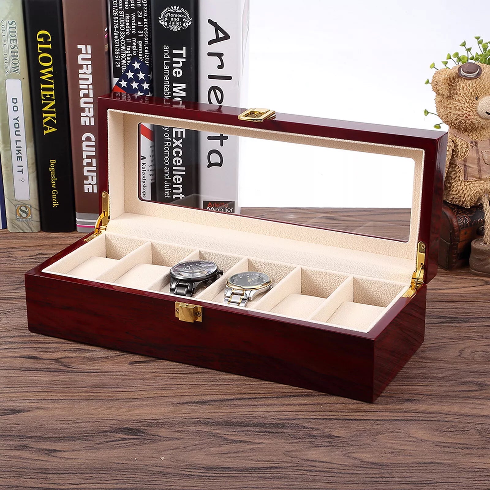 Watch Box Case Organizer Watches Holder Jewelry Storage Top Glass Display Gift | eBay