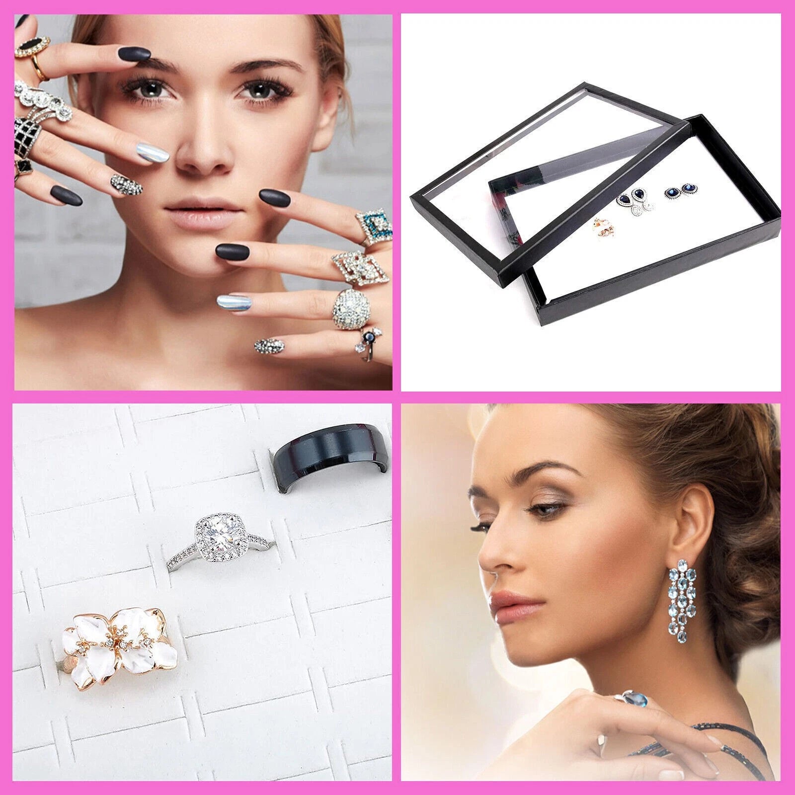 100 Slots Jewelry Rings Display Organizer Case Tray Holder Earrings Storage Box | eBay