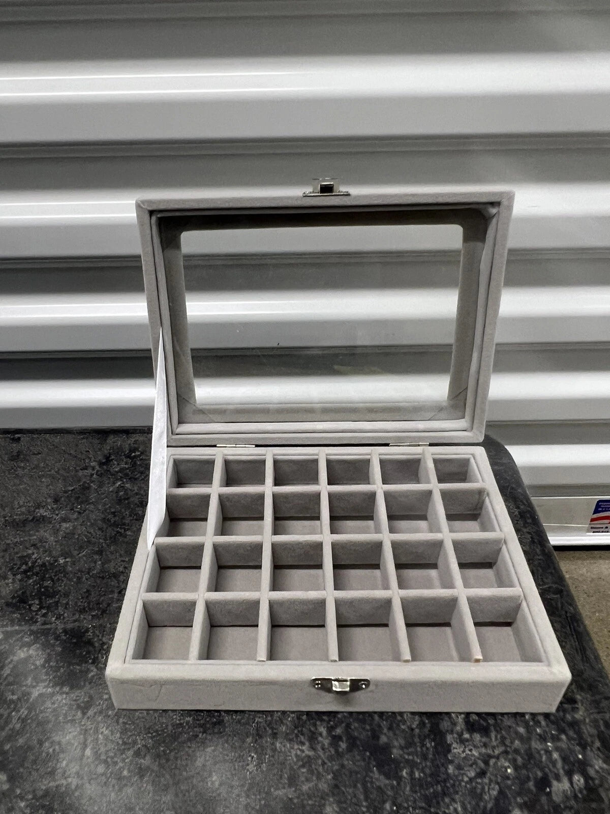 Clear Lid Velvet 24 Grid Jewelry Organizer Box Stackable Tray Earring Display | eBay