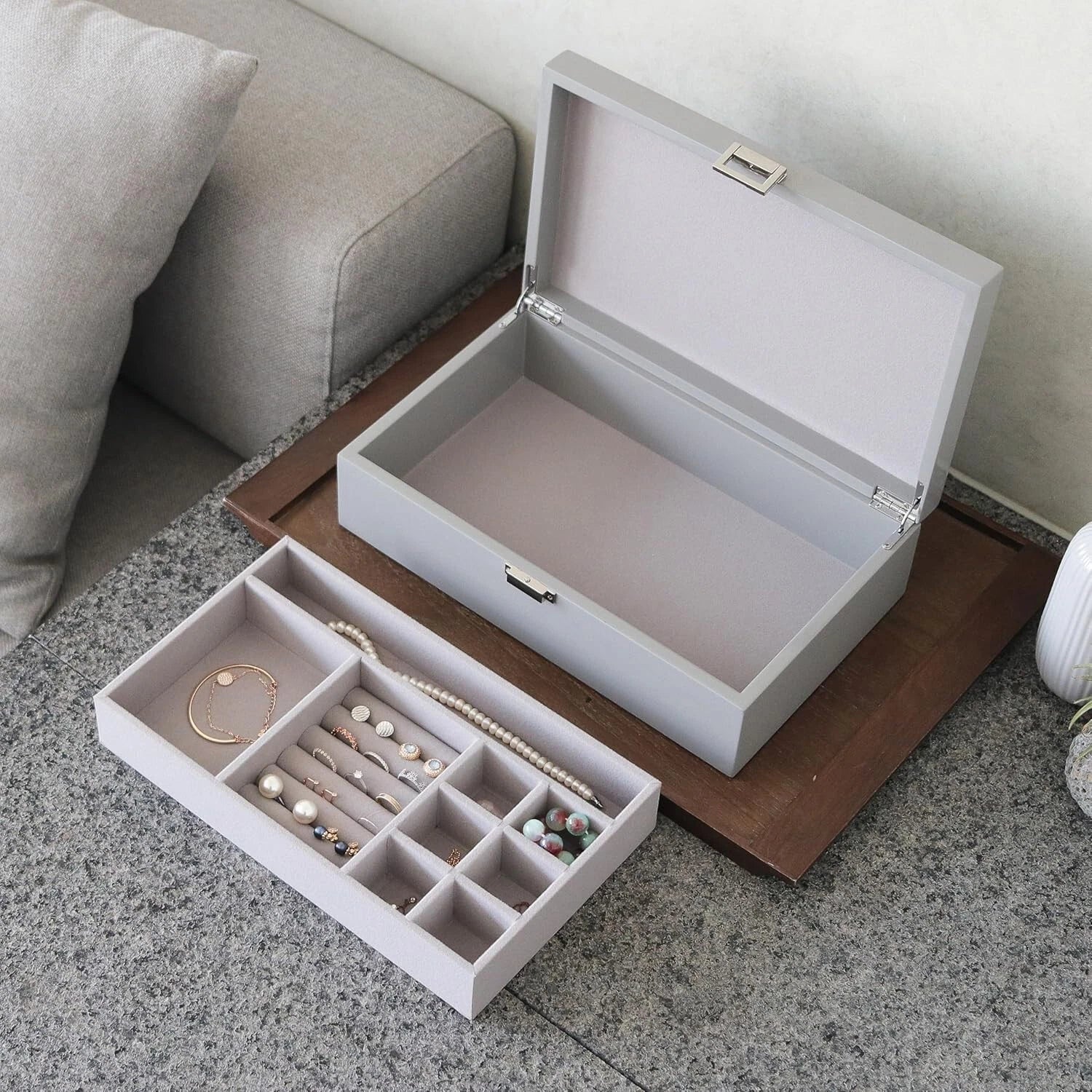 MADDesign Mother of Pearl Jewelry Organizer Box Handmade Lacquered Flower Petal | eBay