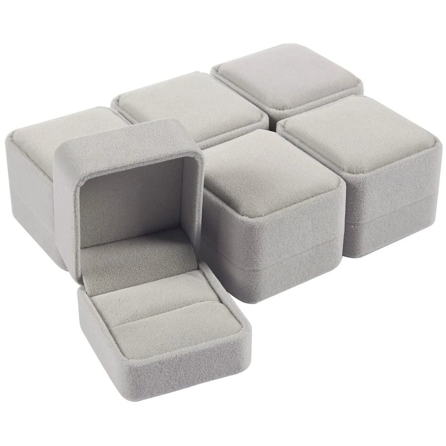 6 Pcs Jewelry Box Set, Velvet Gift Box & Single Ring Box Case for Proposal, Grey 843128164274| eBay