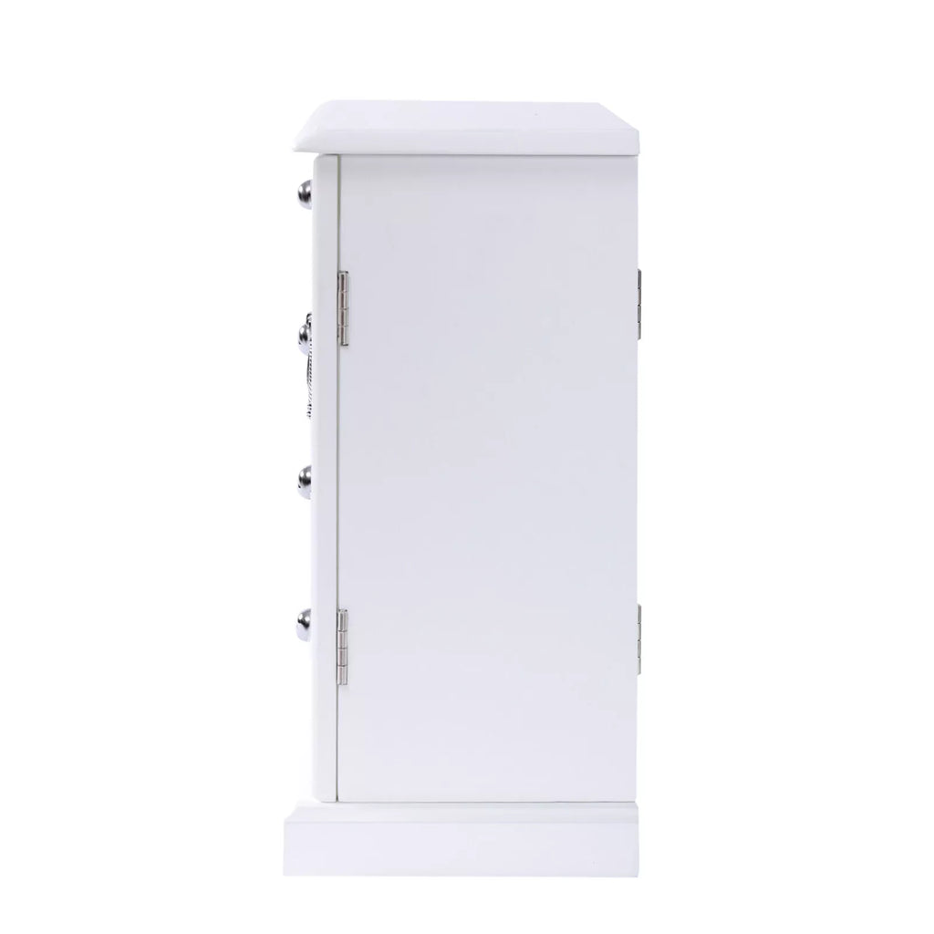 Wooden 4 Drawers Jewelry Box W/ Mirror Storage Organizer Drawers White For Women | eBay