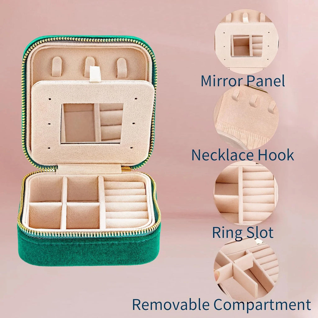 Travel Velvet Jewelry Box with Mirror, Portable Organizer for Rings Earrings etc | eBay