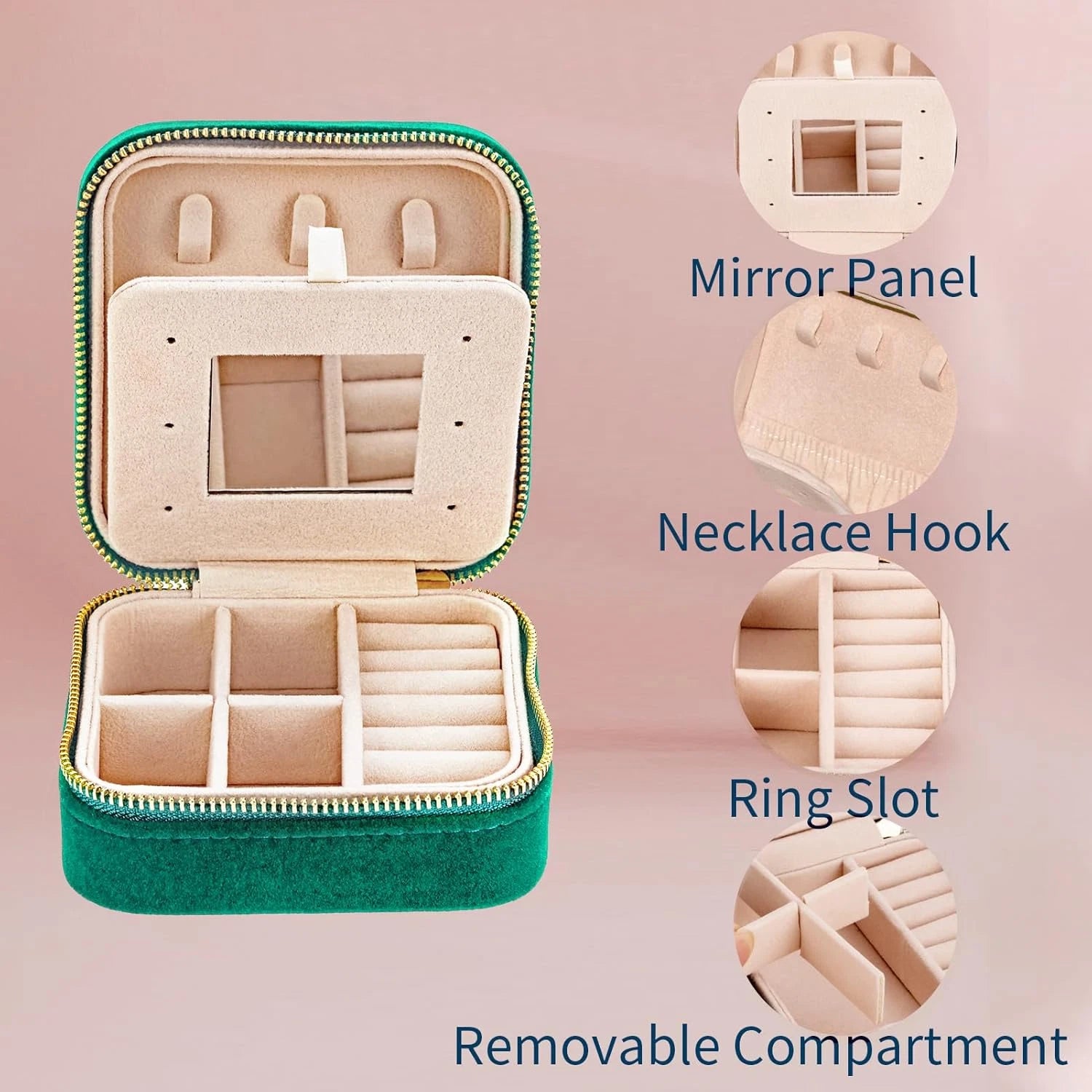 Travel Velvet Jewelry Box with Mirror, Portable Organizer for Rings Earrings etc | eBay