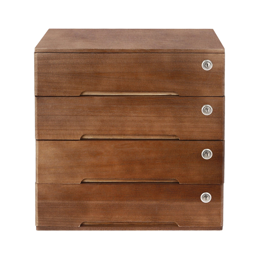 4 Layers Vintage Jewelry Organizer Wooden File Storage Box with Lockable Drawers | eBay