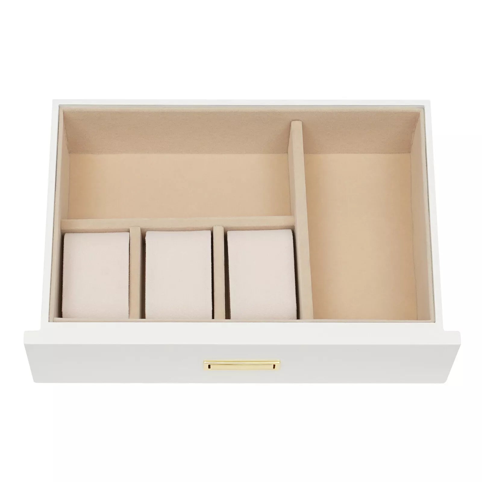 28CM Large Wooden Jewelry Storage Box White 3 Layers Organizer 2 Drawers Cabinet | eBay