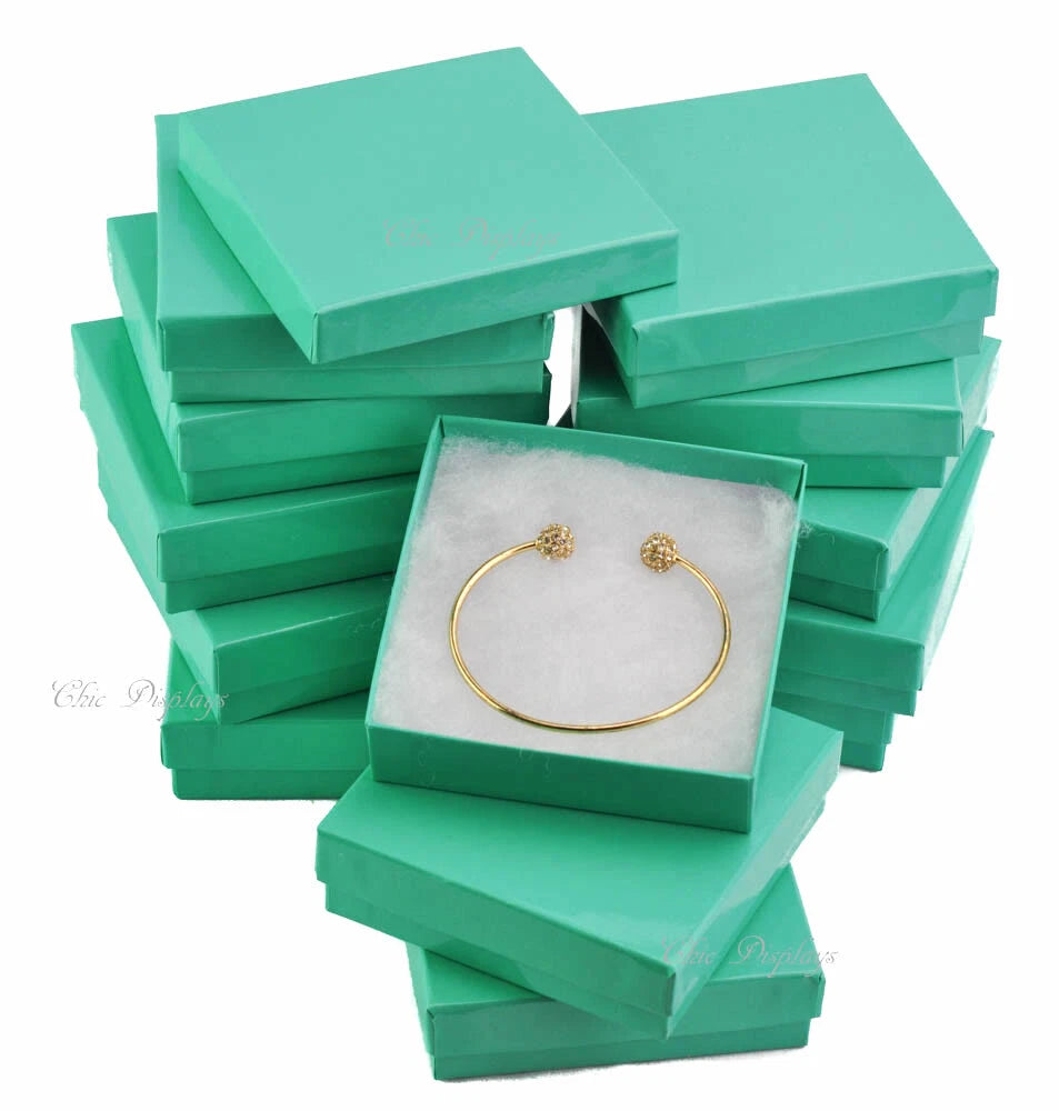 12pc Teal Gift Boxes Teal Cotton Filled Jewelry Boxes Green Bracelet Gift Boxes | eBay