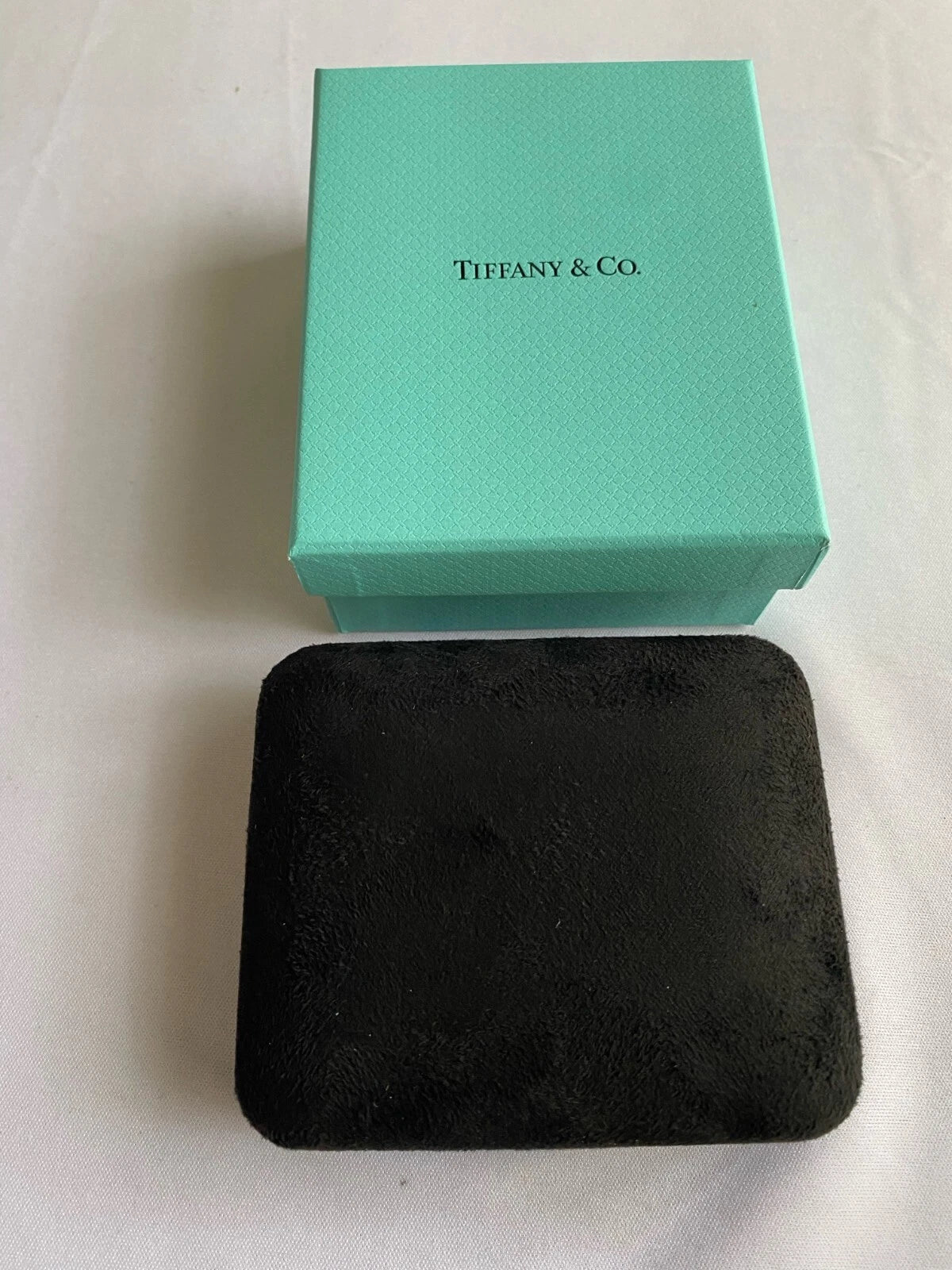 Tiffany Earring/Neck Gift Storage Black Suede Leather Box Empty Holder | eBay